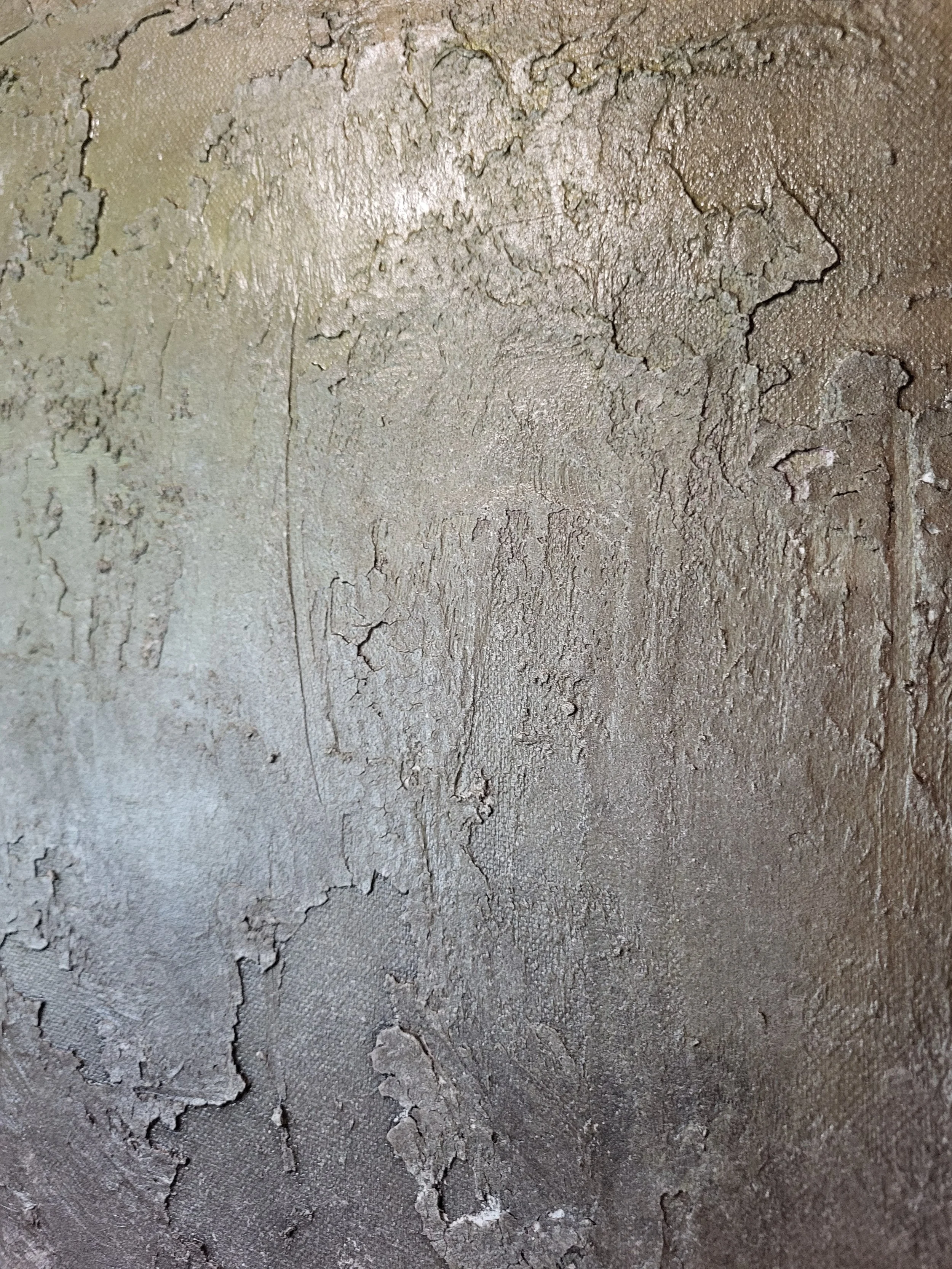 Pia Holzinger Art – Grünstich – Abstraktes Acrylgemälde 70x90 cm – Strukturpaste auf Leinwand – Unikat