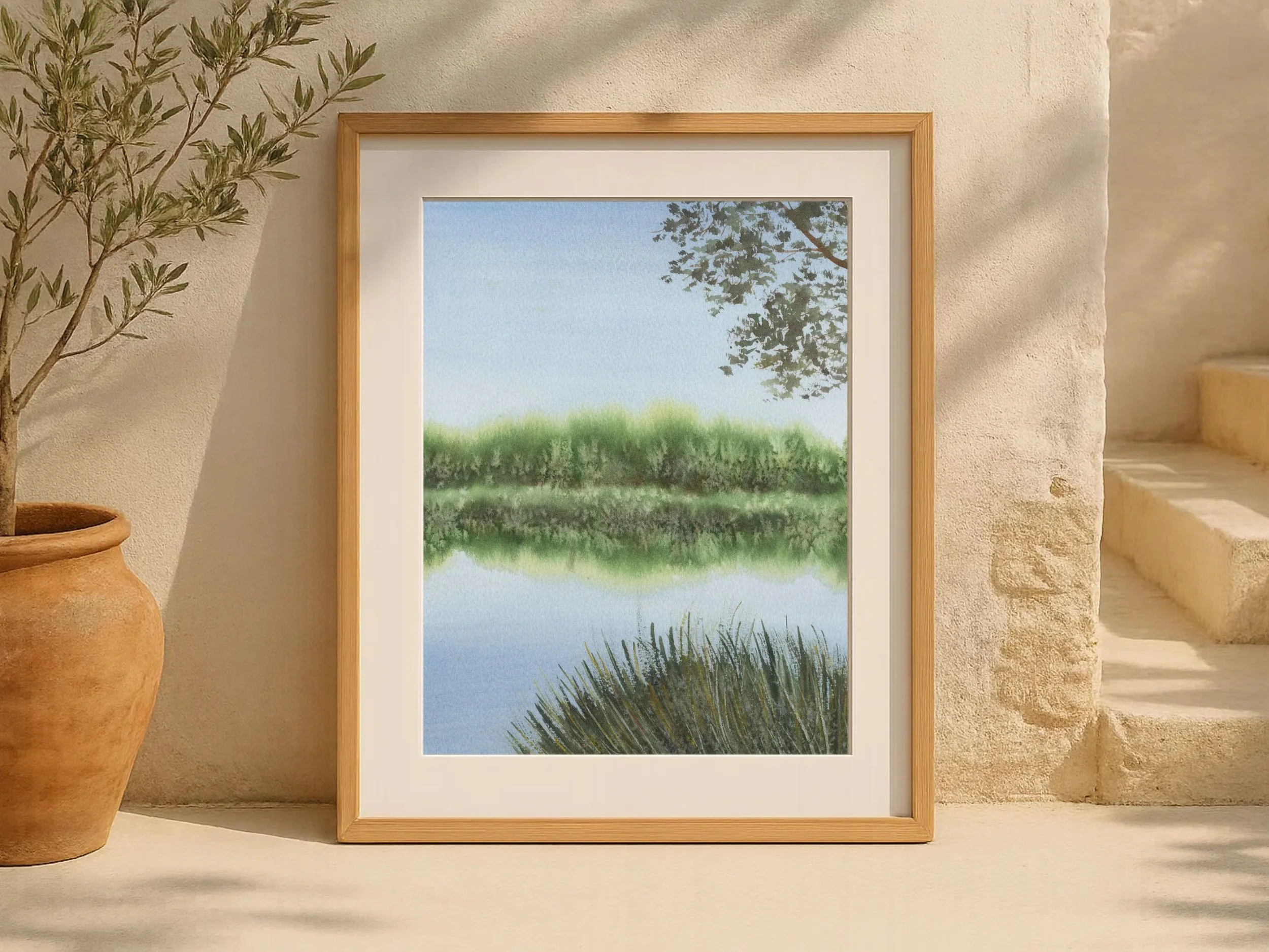 Moorland Landscape Fine Art Print Green Countryside Watercolor Wall Art 7.jpg
