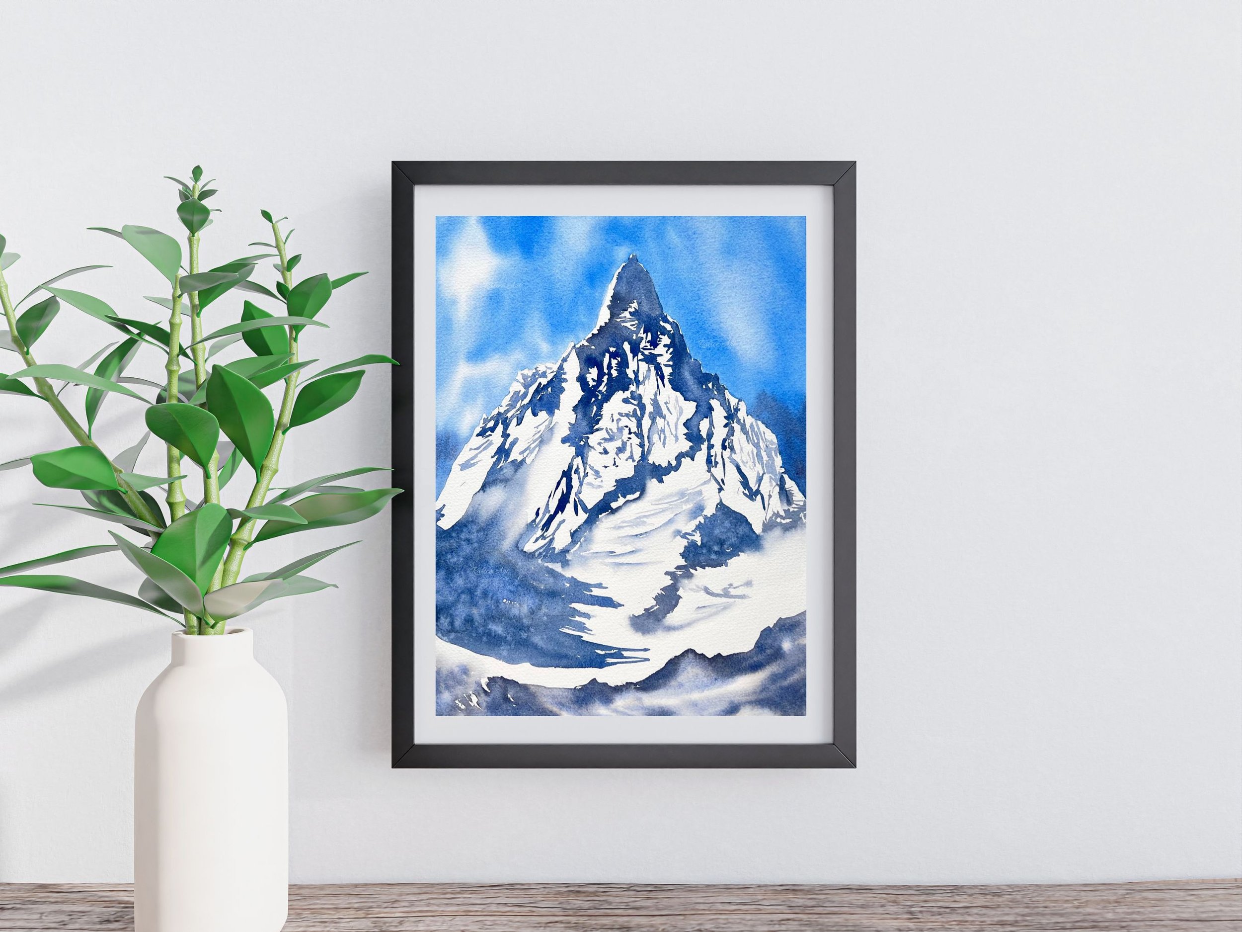 Beyond Dreams Original Watercolor Mountain Painting, Rocky Landscape Wall Art, Rocky Mountain Expressive Free Flow Impressionistic Painting in a setting