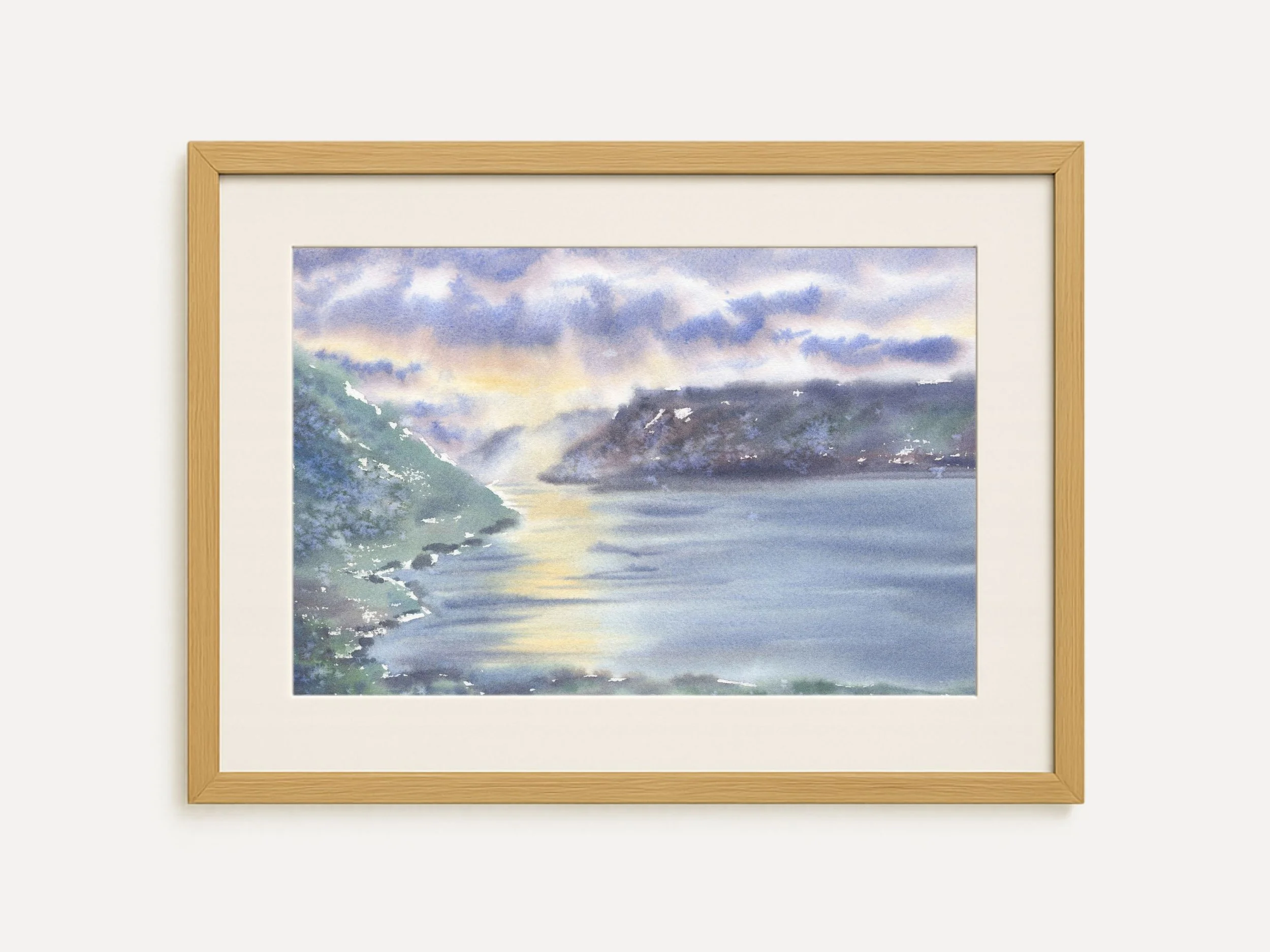 Archival Art Print of Fjord Landscape, Moody Nordic Coastline with Calm Water & Dramatic Sky 4.jpg