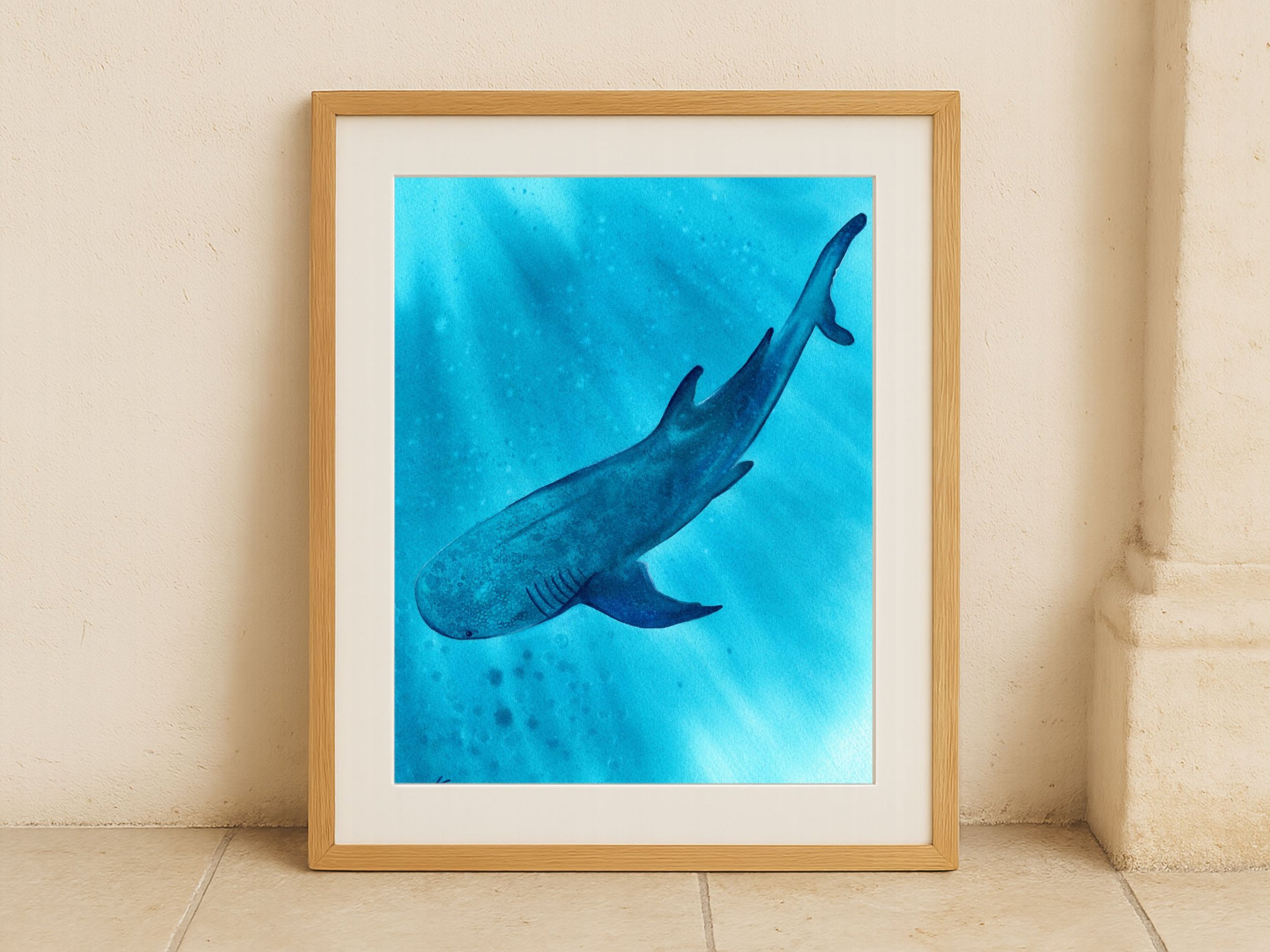 Whale Shark Fine Art Print, Ocean Marine Life Art, Deep Sea Creature for Kids bedroom 8.jpg