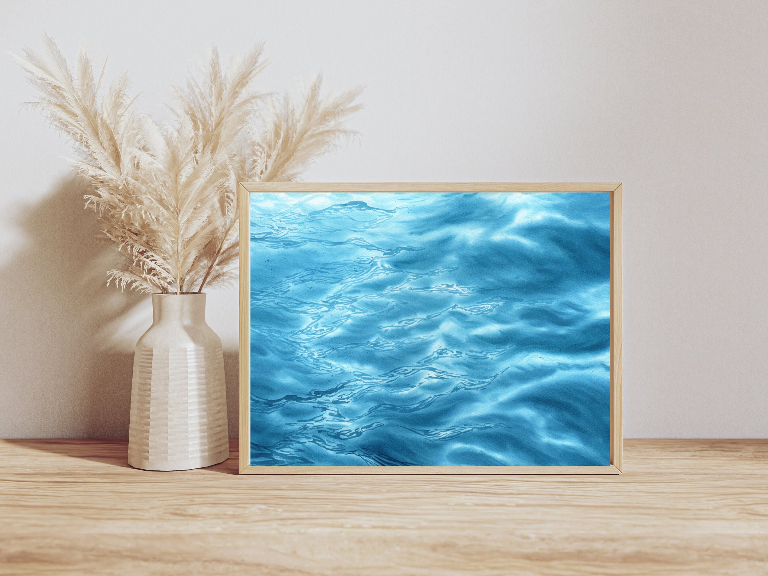 The Coastal Inspired Turquoise Adventures Giclee Fine Art Print Printed on Luxurious Gallery-Quality Matte Paper in a Room Setting.