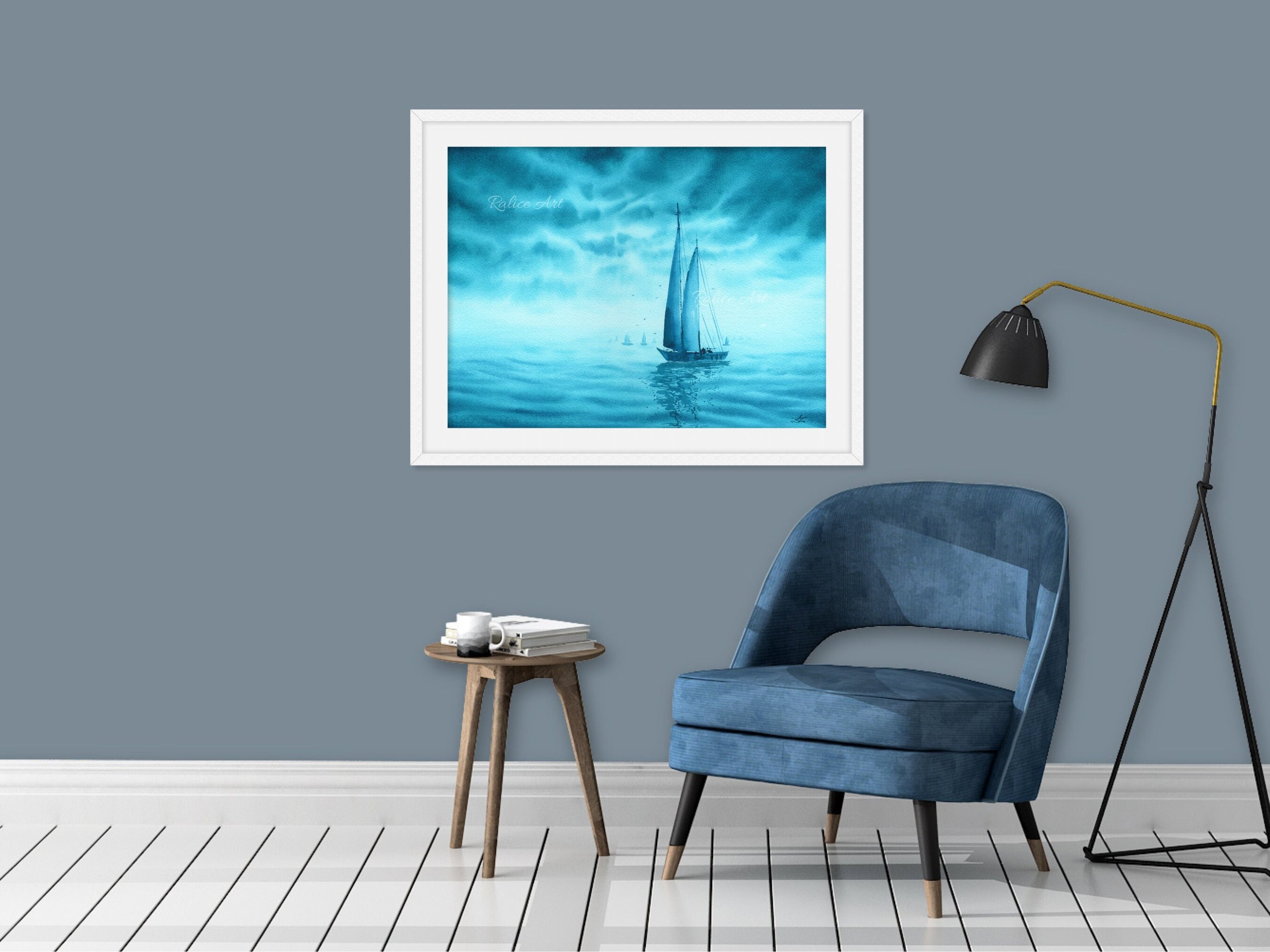Turquoise Dreams 2 Giclee Fine Art Print Printed on Luxurious Gallery-Quality Matte Paper in a Room Set Up