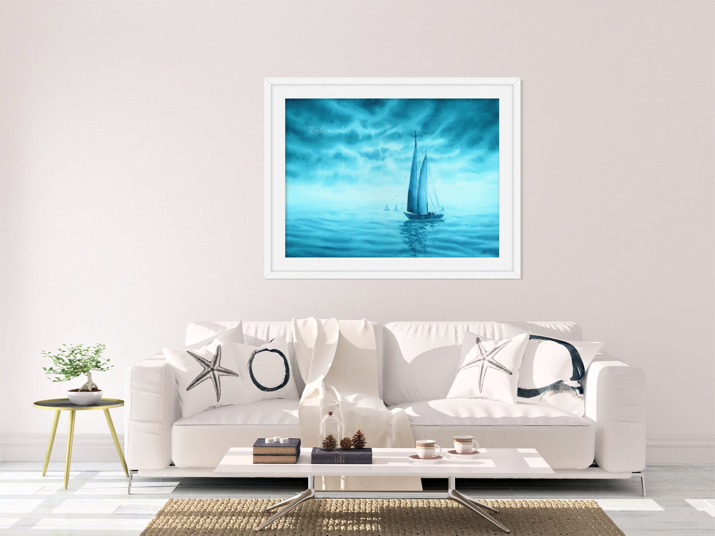 Turquoise Dreams 2 Giclee Fine Art Print Printed on Luxurious Gallery-Quality Matte Paper in a Room Set Up