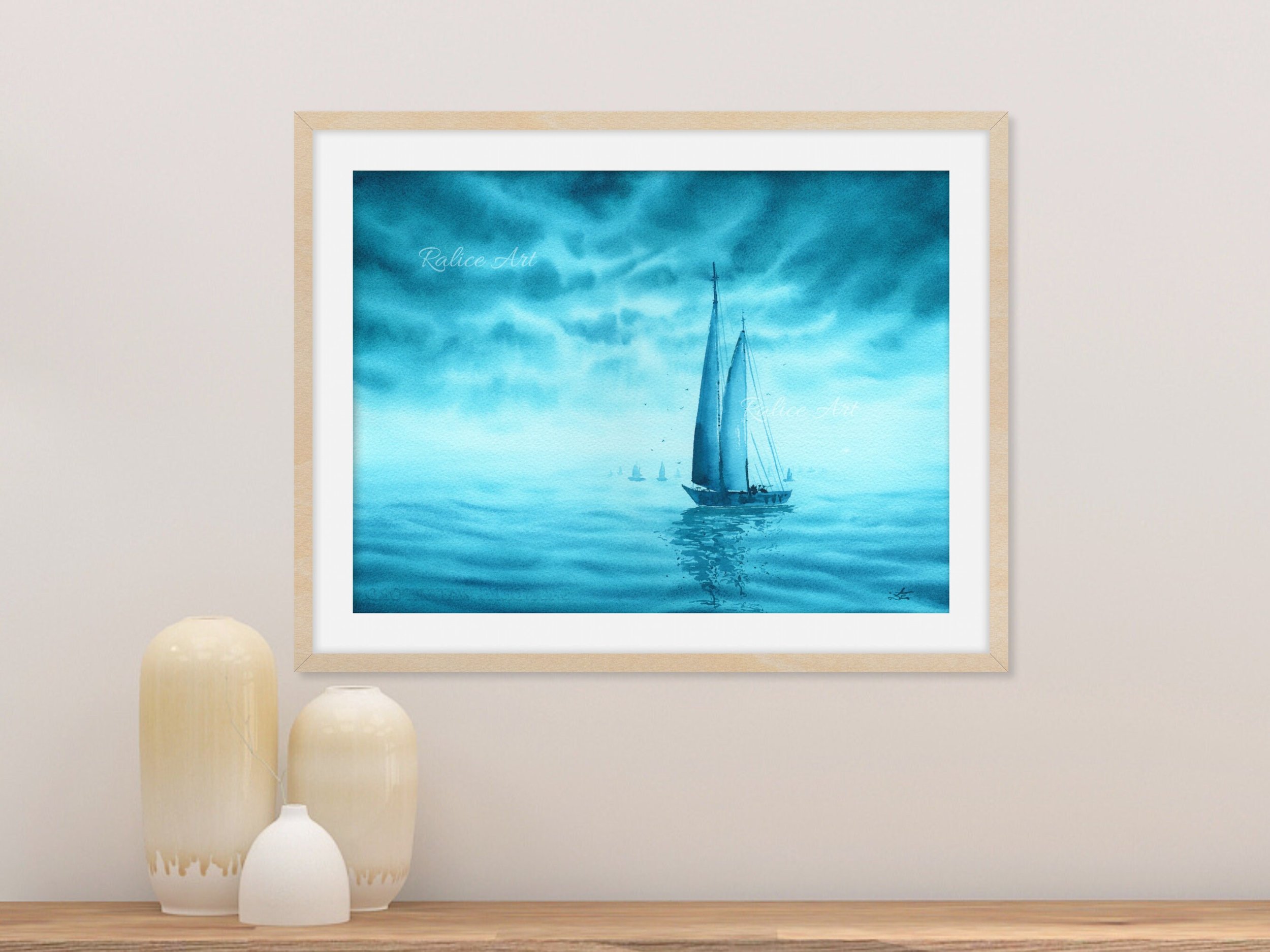 Turquoise Dreams 2 Giclee Fine Art Print Printed on Luxurious Gallery-Quality Matte Paper on a Shelf