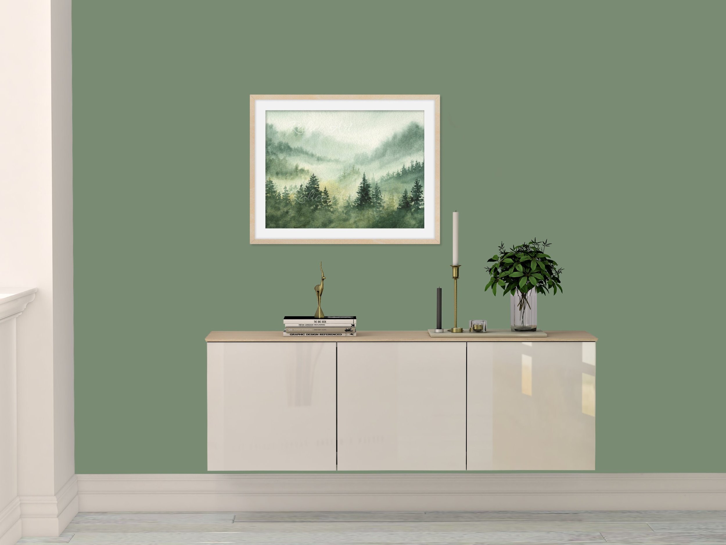 Misty Dreams Giclee Fine Art Print Printed on Luxurious Gallery-Quality Matte Paper in a Room Setting