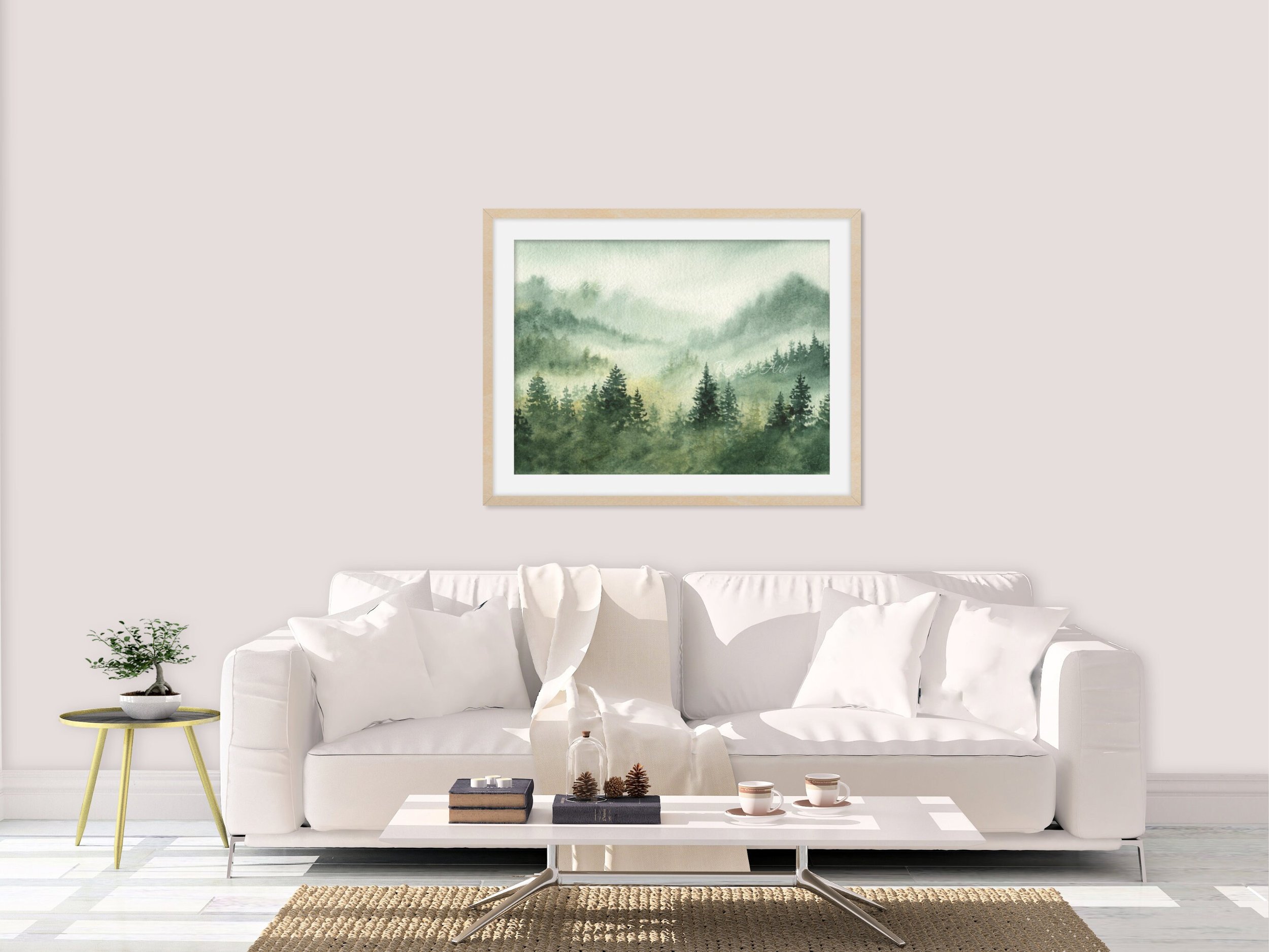 Misty Dreams Giclee Fine Art Print Printed on Luxurious Gallery-Quality Matte Paper in a Living Room Setting