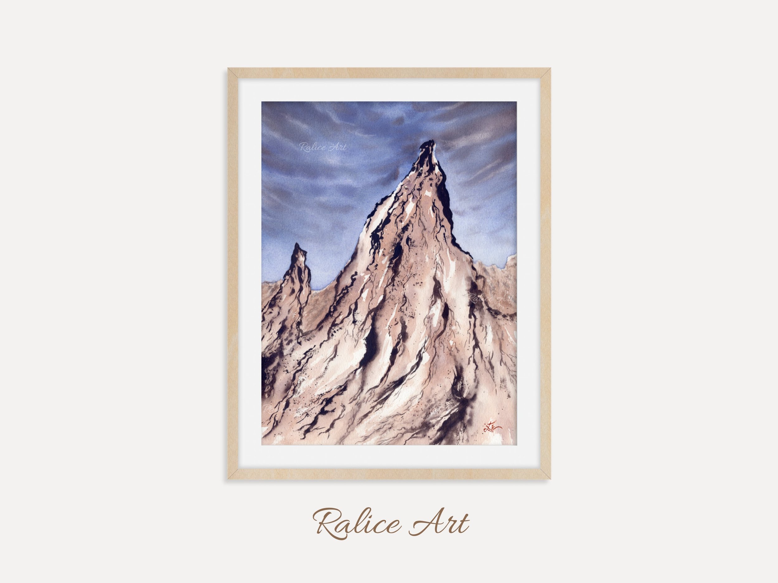 Pastel Lavender Rocks Giclee Fine Art Print Printed on Luxurious Gallery-Quality Matte Paper on the Wall Framed