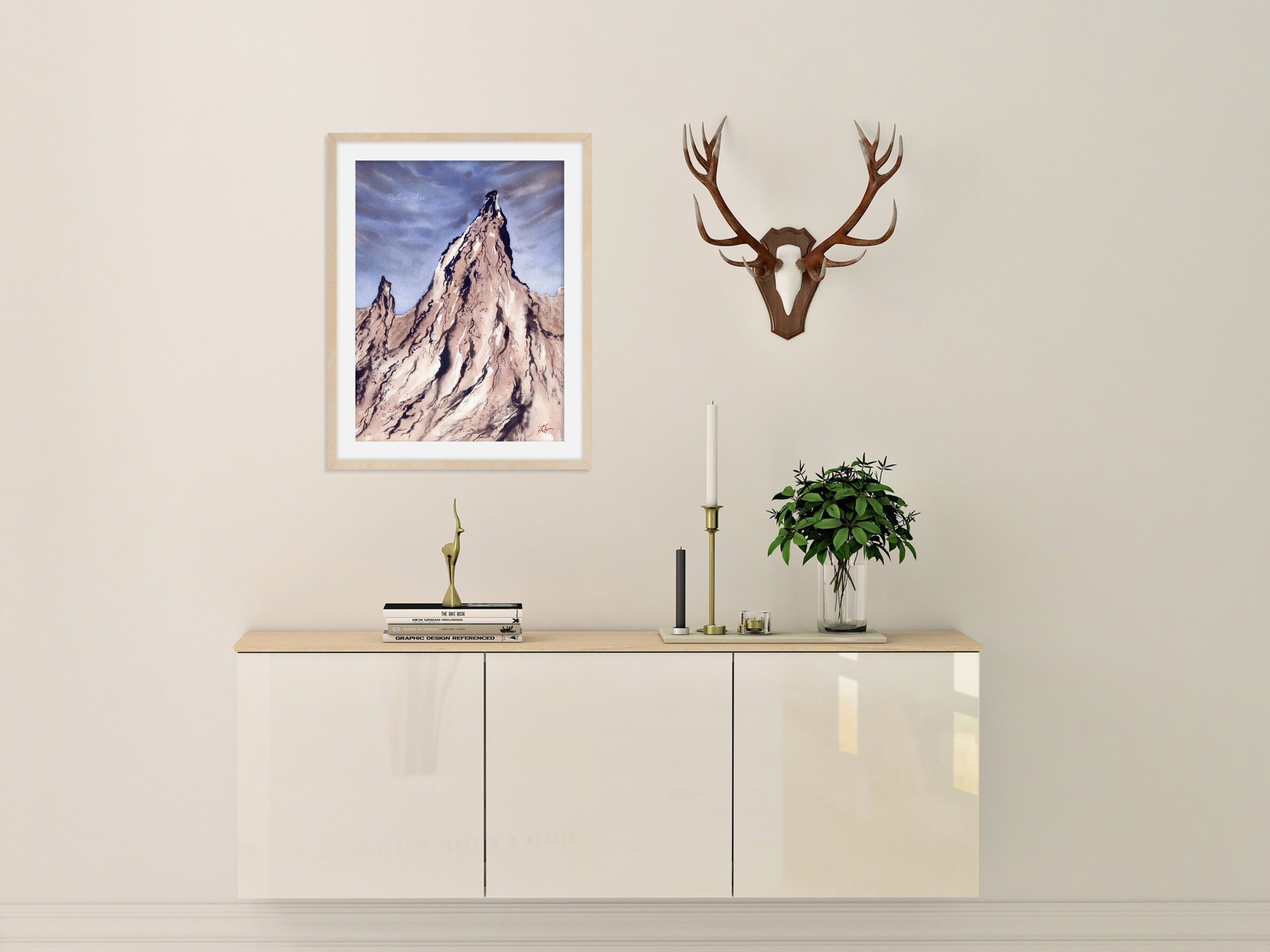 Pastel Lavender Rocks Giclee Fine Art Print Printed on Luxurious Gallery-Quality Matte Paper in a Room Setting