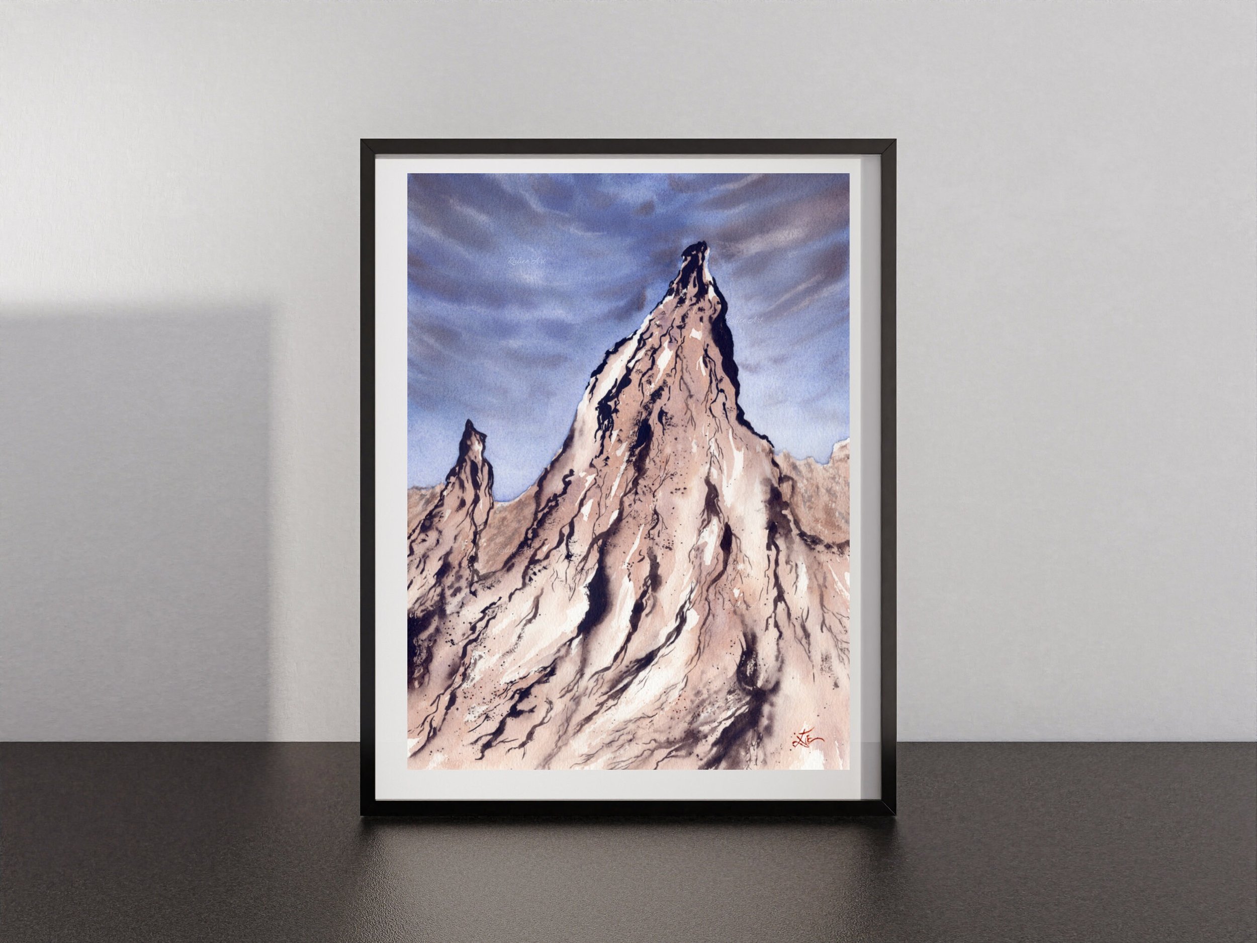 Pastel Lavender Rocks Giclee Fine Art Print Printed on Luxurious Gallery-Quality Matte Paper on a Shelf Setting