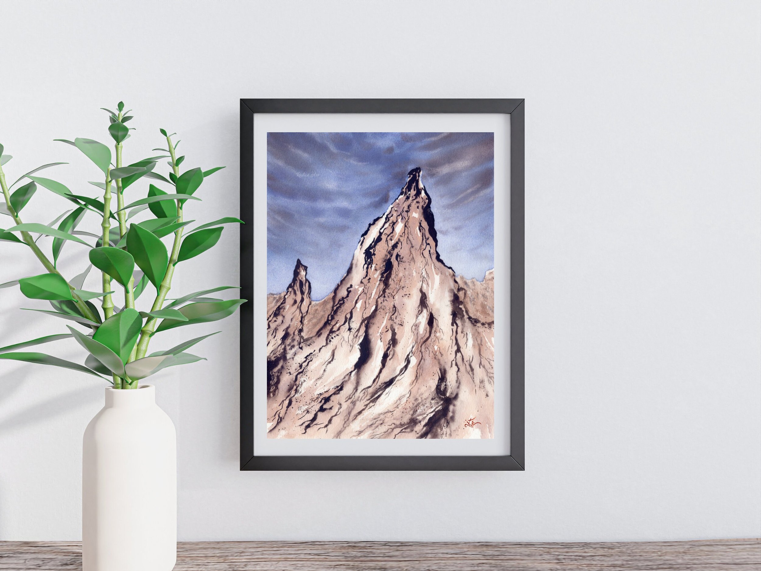 Pastel Lavender Rocks Giclee Fine Art Print Printed on Luxurious Gallery-Quality Matte Paper on a Shelf Setting