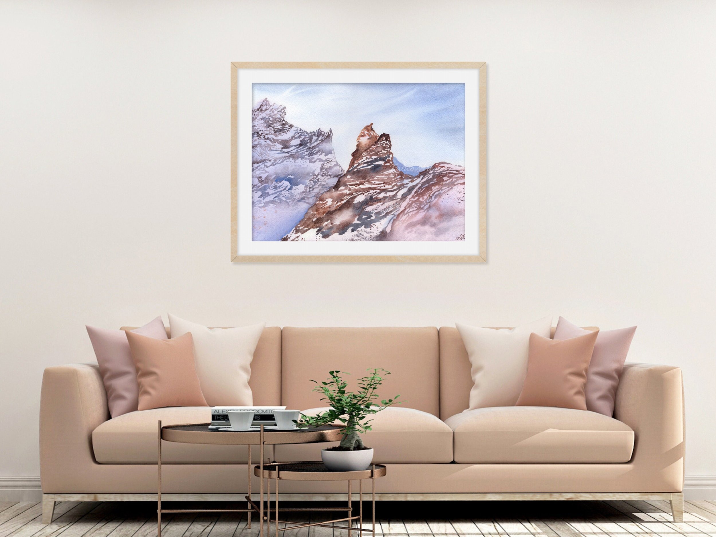 The Stone Warrior Giclee Fine Art Print Printed on Luxurious Gallery-Quality Matte Paper Framed Closeup in a Living Room