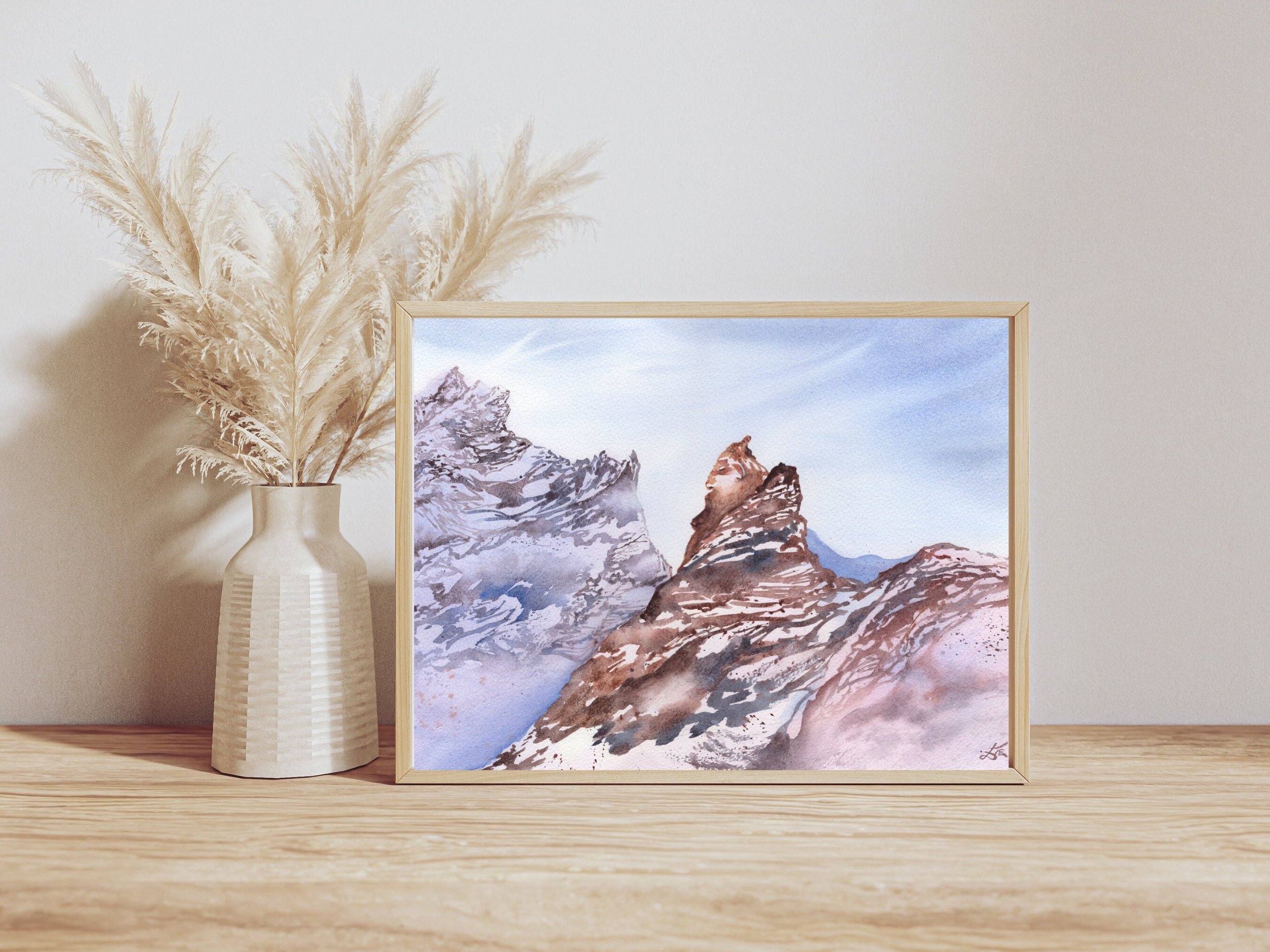 The Stone Warrior Giclee Fine Art Print Printed on Luxurious Gallery-Quality Matte Paper Framed Closeup on a Shelf
