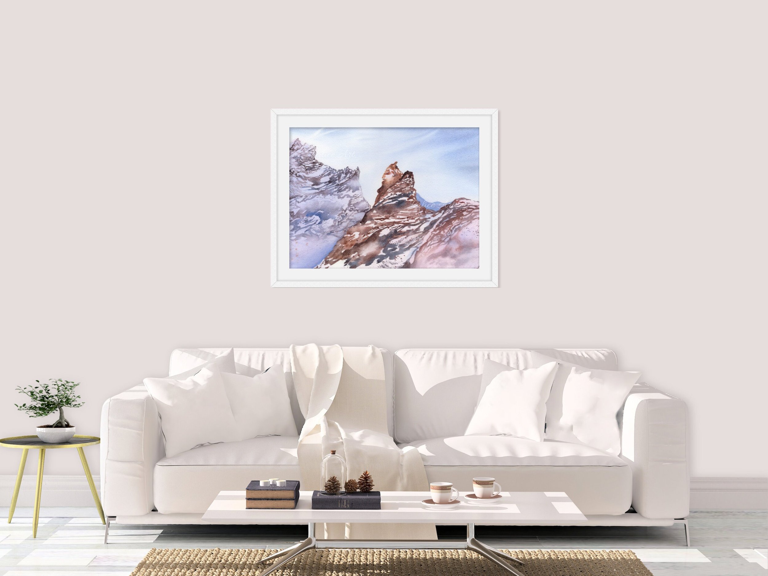 The Stone Warrior Giclee Fine Art Print Printed on Luxurious Gallery-Quality Matte Paper Framed Closeup in a Living Room