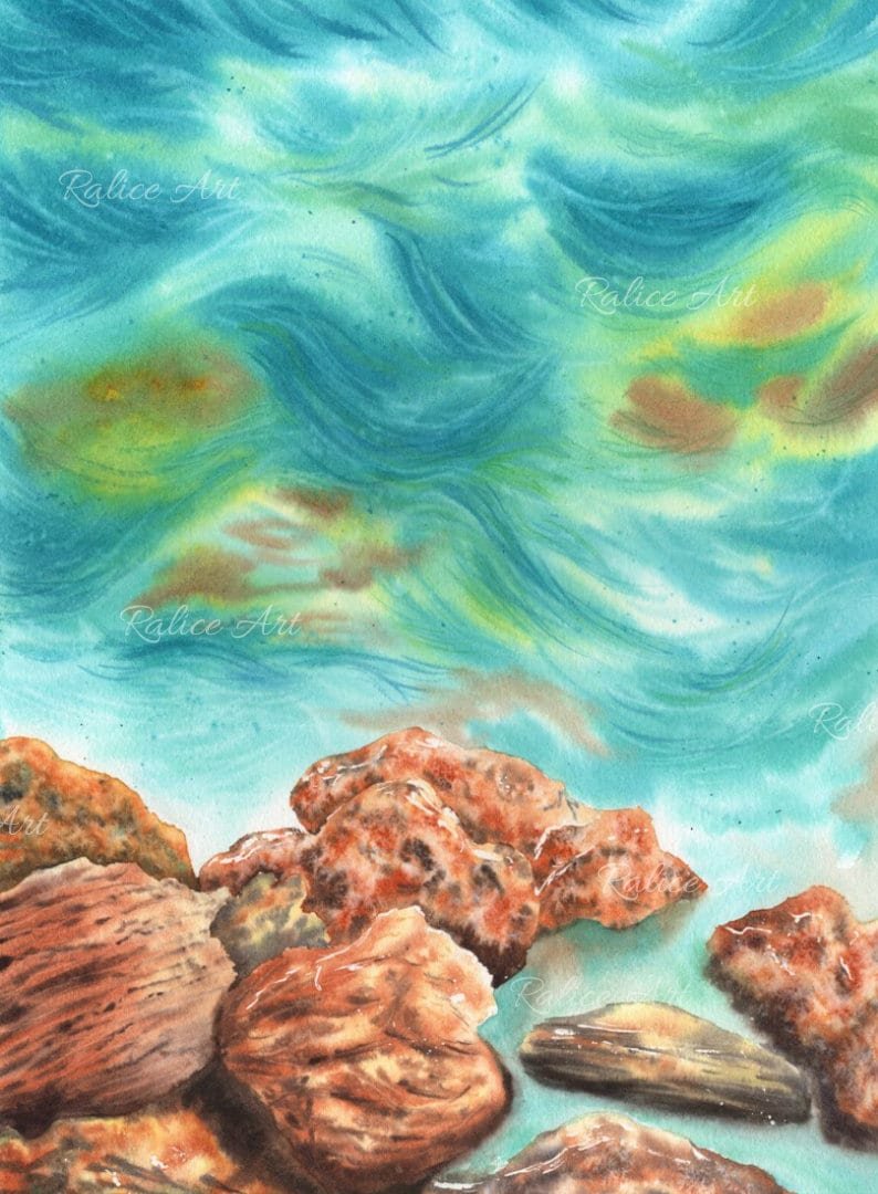 Rocky Seascape Giclee Fine Art Print Printed on Luxurious Gallery-Quality Matte Paper unframed