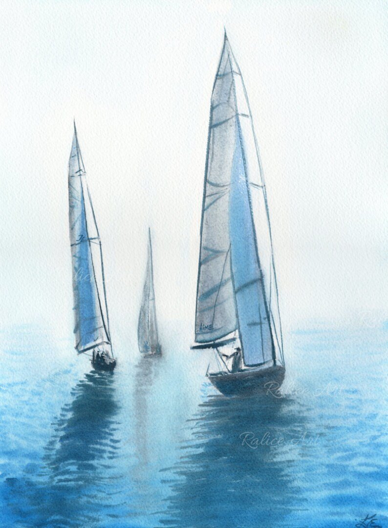 Je T'aime Ma Mer Giclee Fine Art Print Printed on Luxurious Gallery-Quality Matte Pap by Ralice Art Closeup