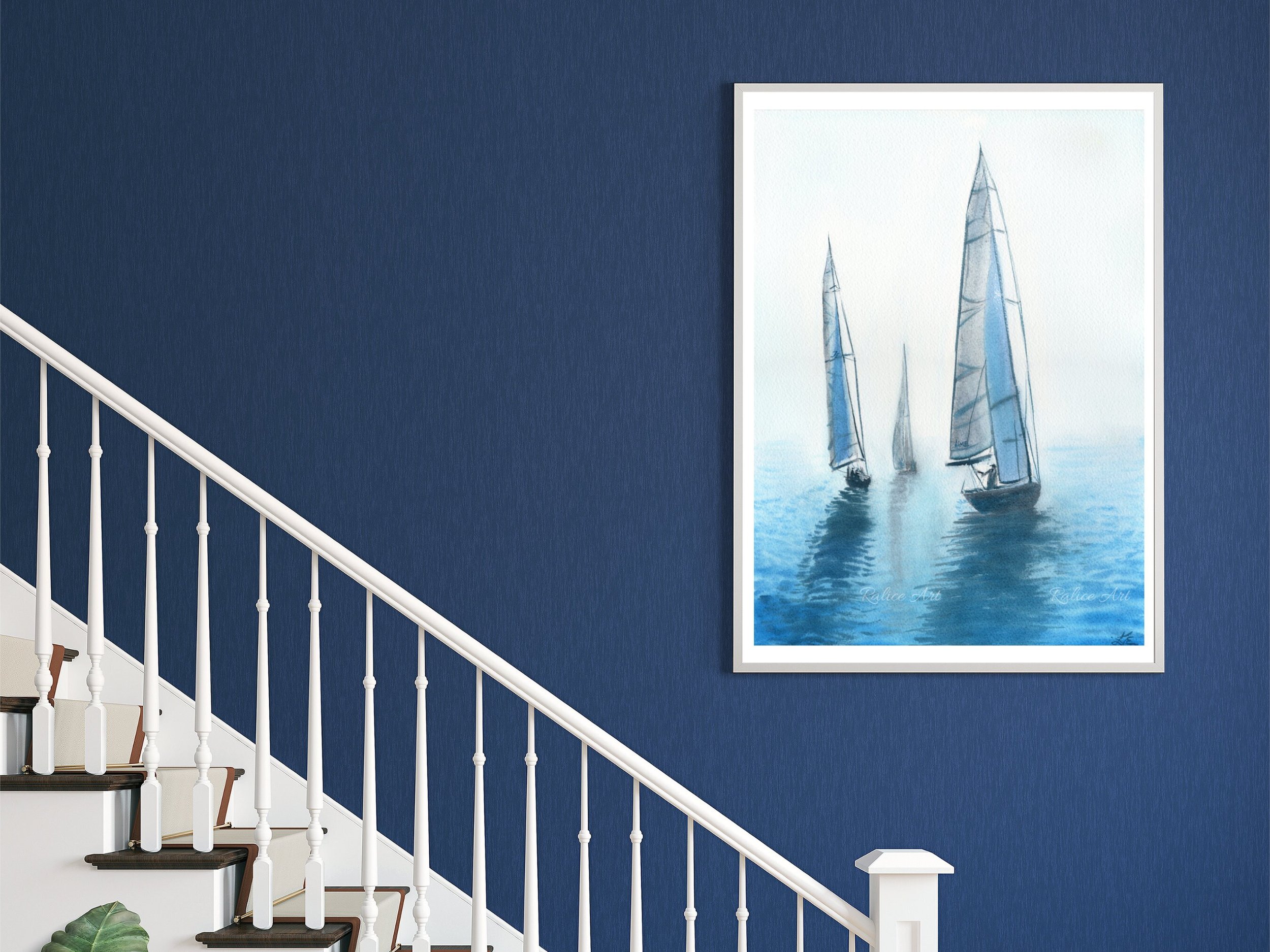 Je T'aime Ma Mer Giclee Fine Art Print Printed on Luxurious Gallery-Quality Matte Pap by Ralice Art Framed Closeup in a corridor