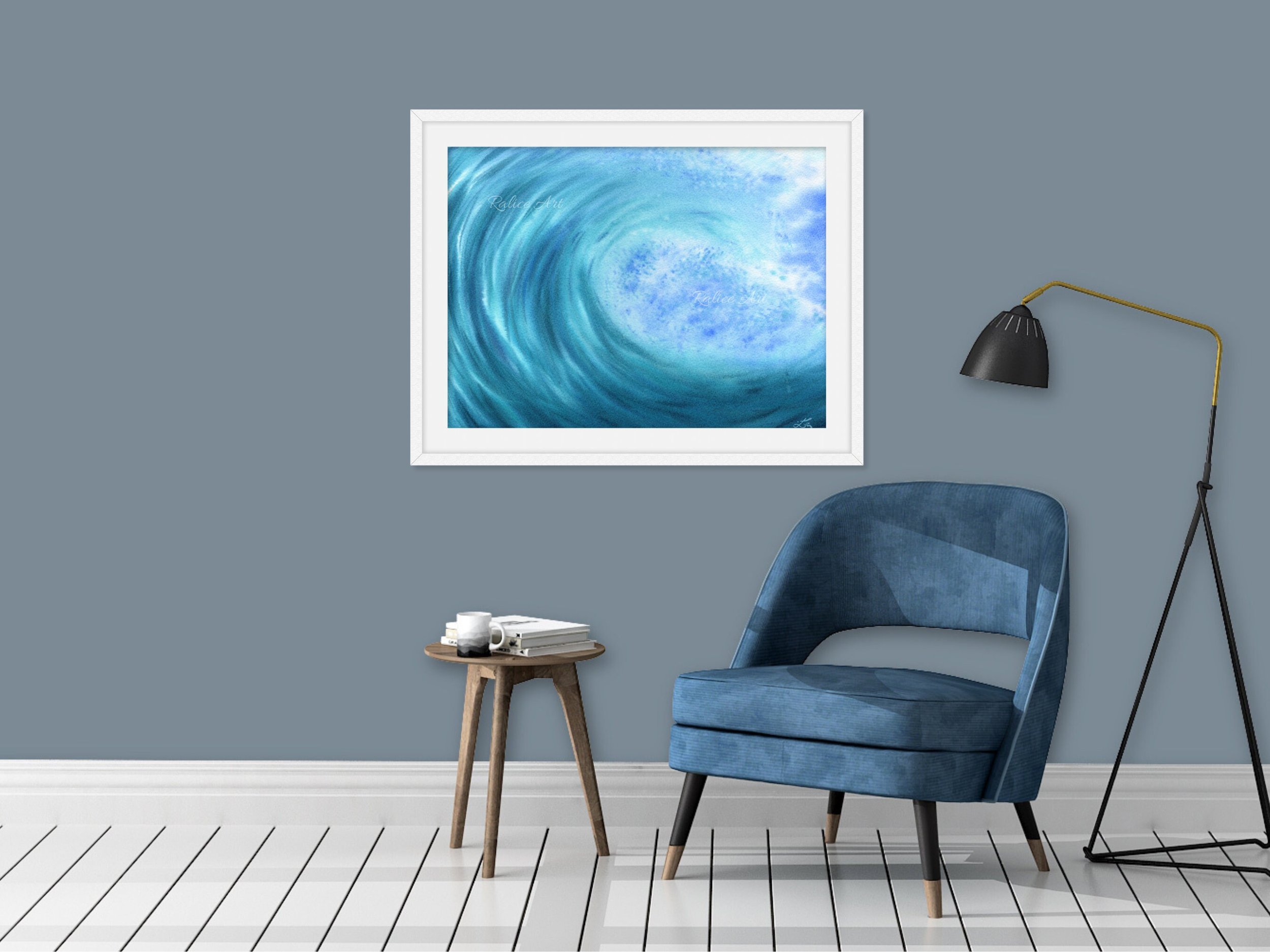 Marine Melody Fine Art Print Printed on Luxurious Gallery-Quality Matte Paper Framed in a Living Room Setup