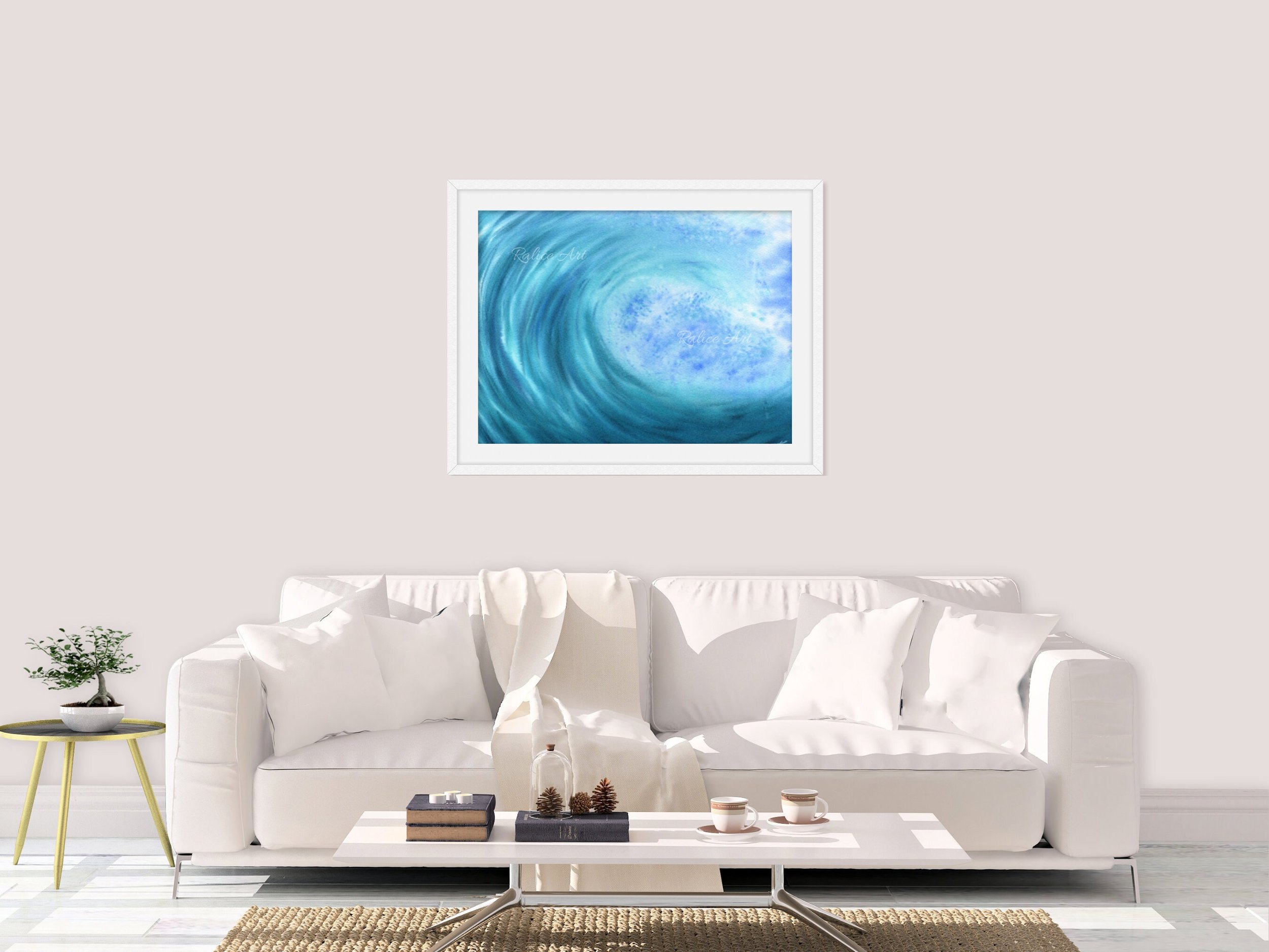 Nautical Print Marine Melody Fine Art Print Printed on Luxurious Gallery-Quality Matte Paper Framed in a Living Room Setup