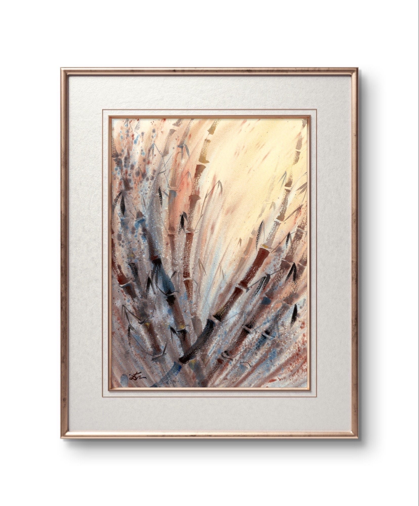 Bamboo Giclee Fine Art Print Printed on Luxurious Gallery-Quality Matte Paper on the Wall Framed