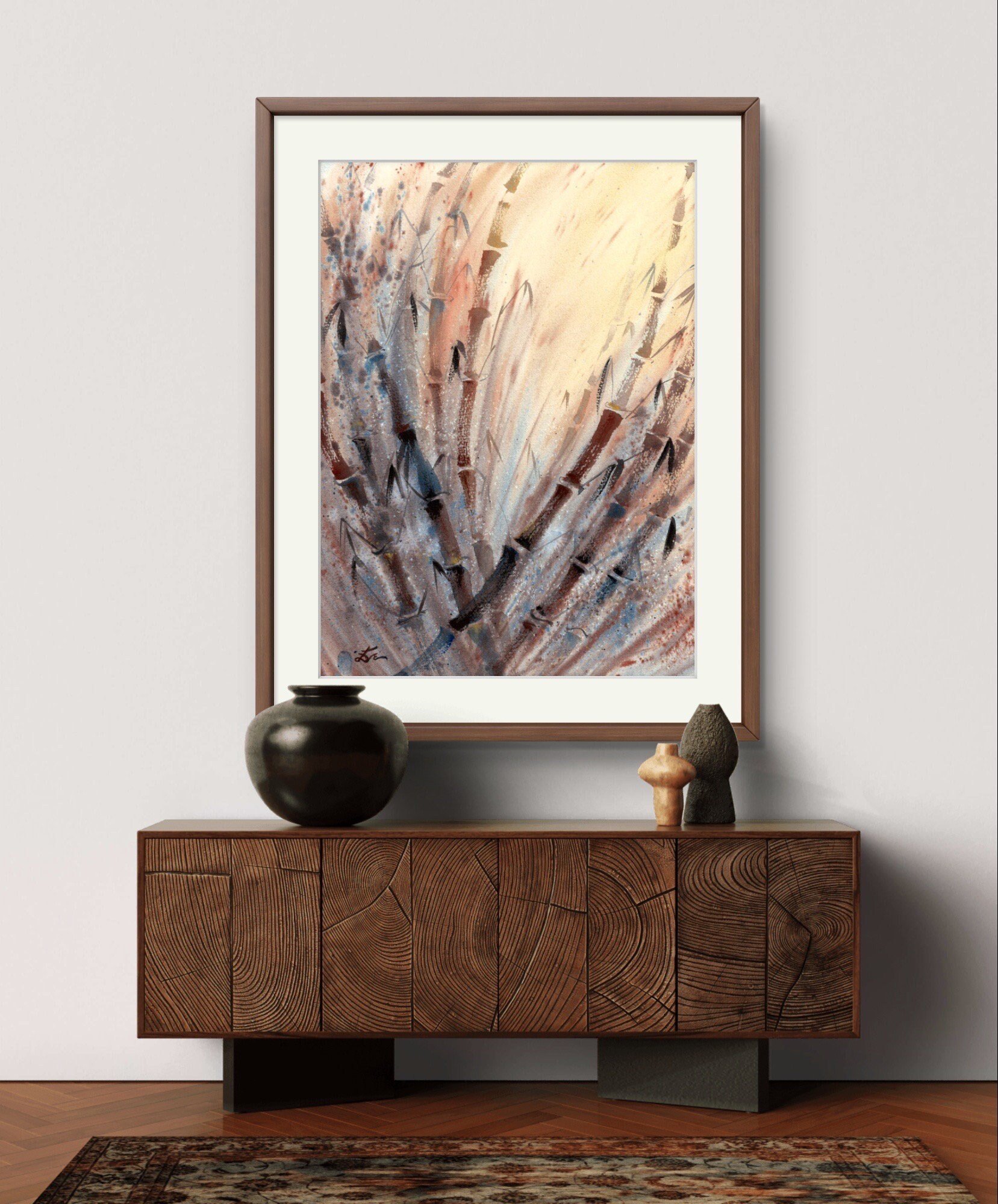 Bamboo Giclee Fine Art Print Printed on Luxurious Gallery-Quality Matte Paper on a Shelf