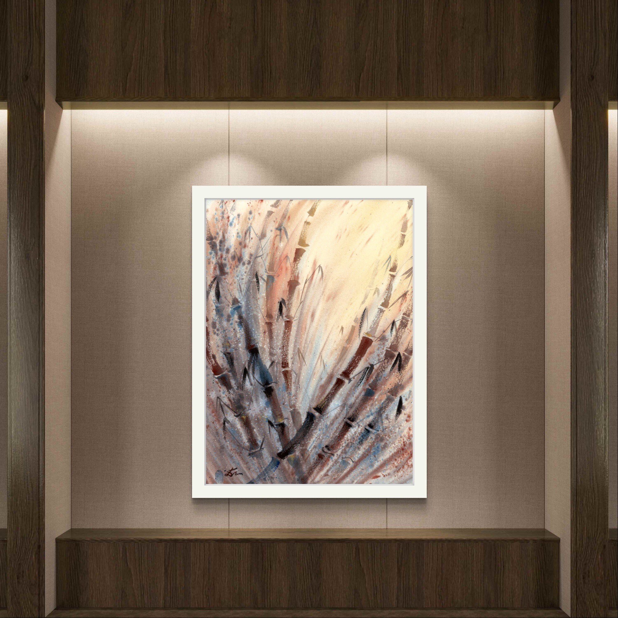 Bamboo Giclee Fine Art Print Printed on Luxurious Gallery-Quality Matte Paper on the Wall Framed Hallway