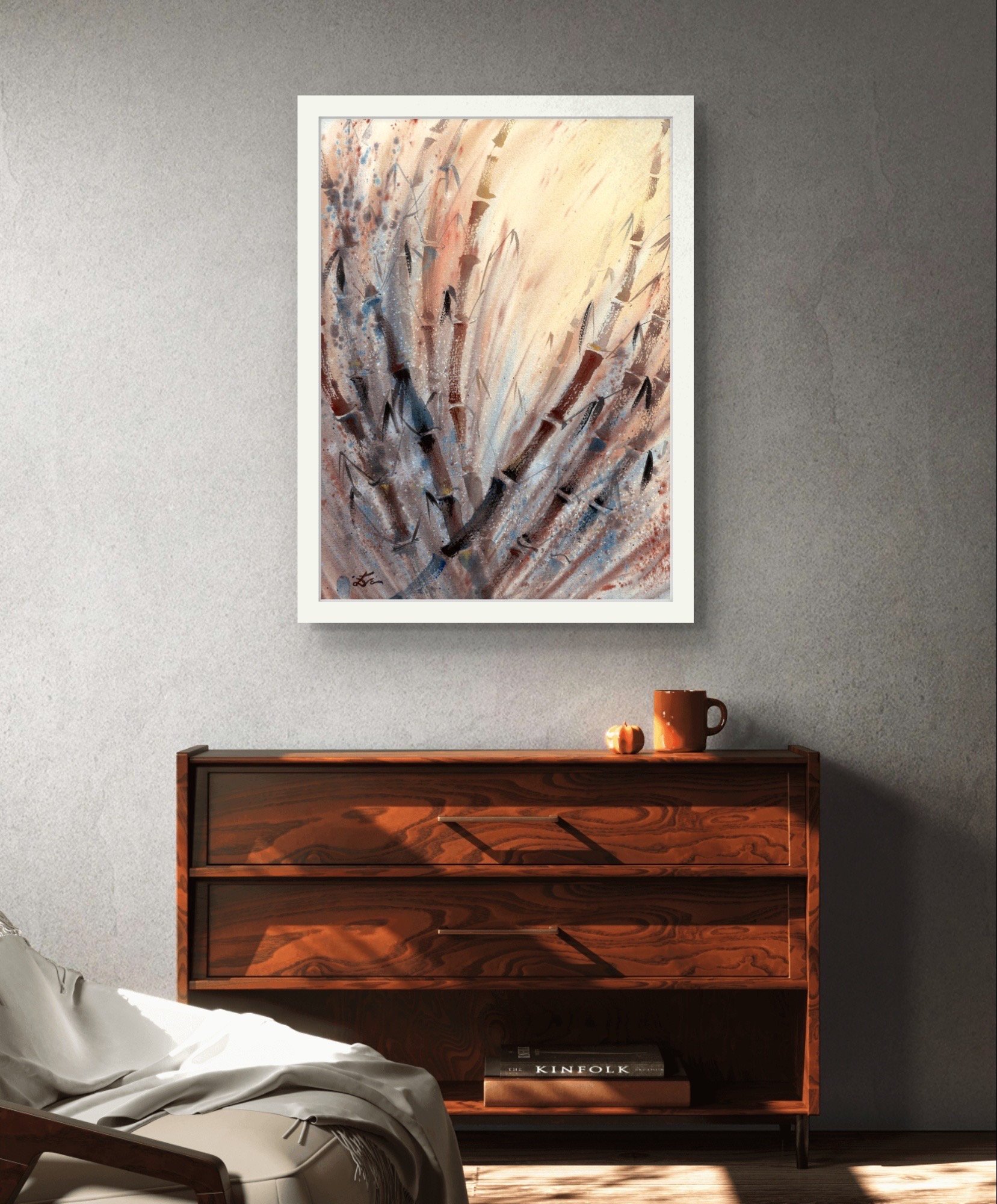 Bamboo Giclee Fine Art Print Printed on Luxurious Gallery-Quality Matte Paper on the Wall Framed Hallway