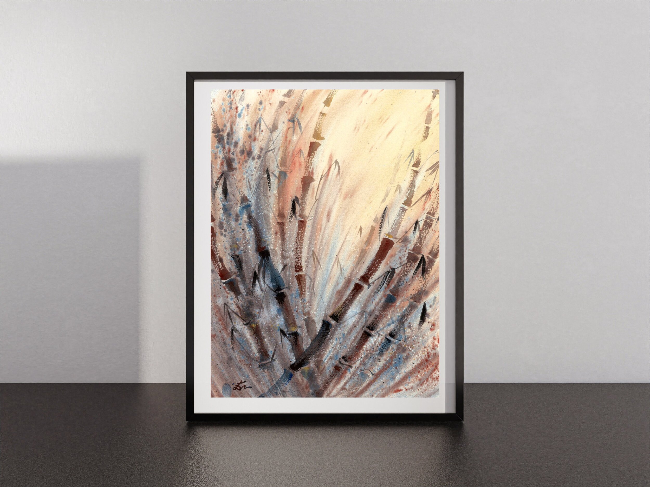 Bamboo Giclee Fine Art Print Printed on Luxurious Gallery-Quality Matte Paper on a Shelf