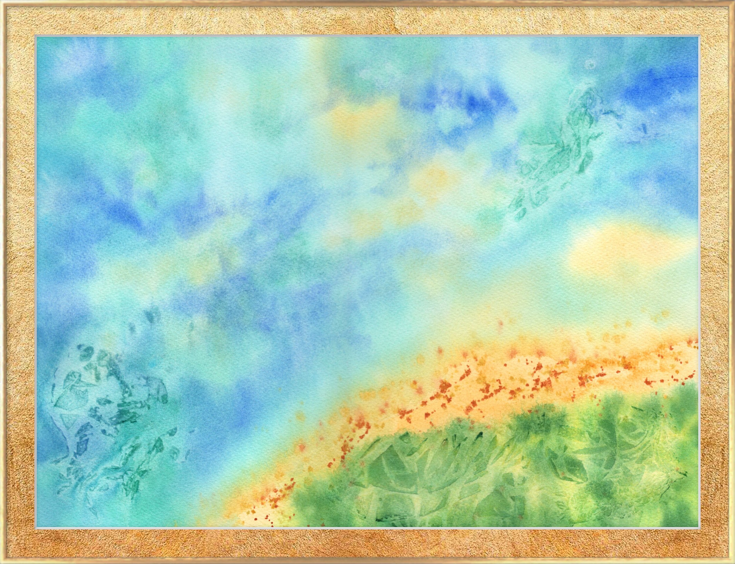 Abstract Seascape Giclée Fine Art Print is Watercolour Landscape Bird's-eye View Framed Print of the Ocean Closeup