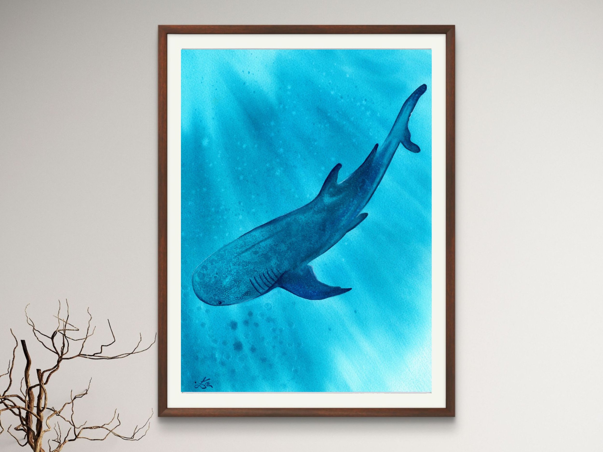 Whale Shark Fine Art Print, Ocean Marine Life Art, Deep Sea Creature for Kids bedroom 14.jpg