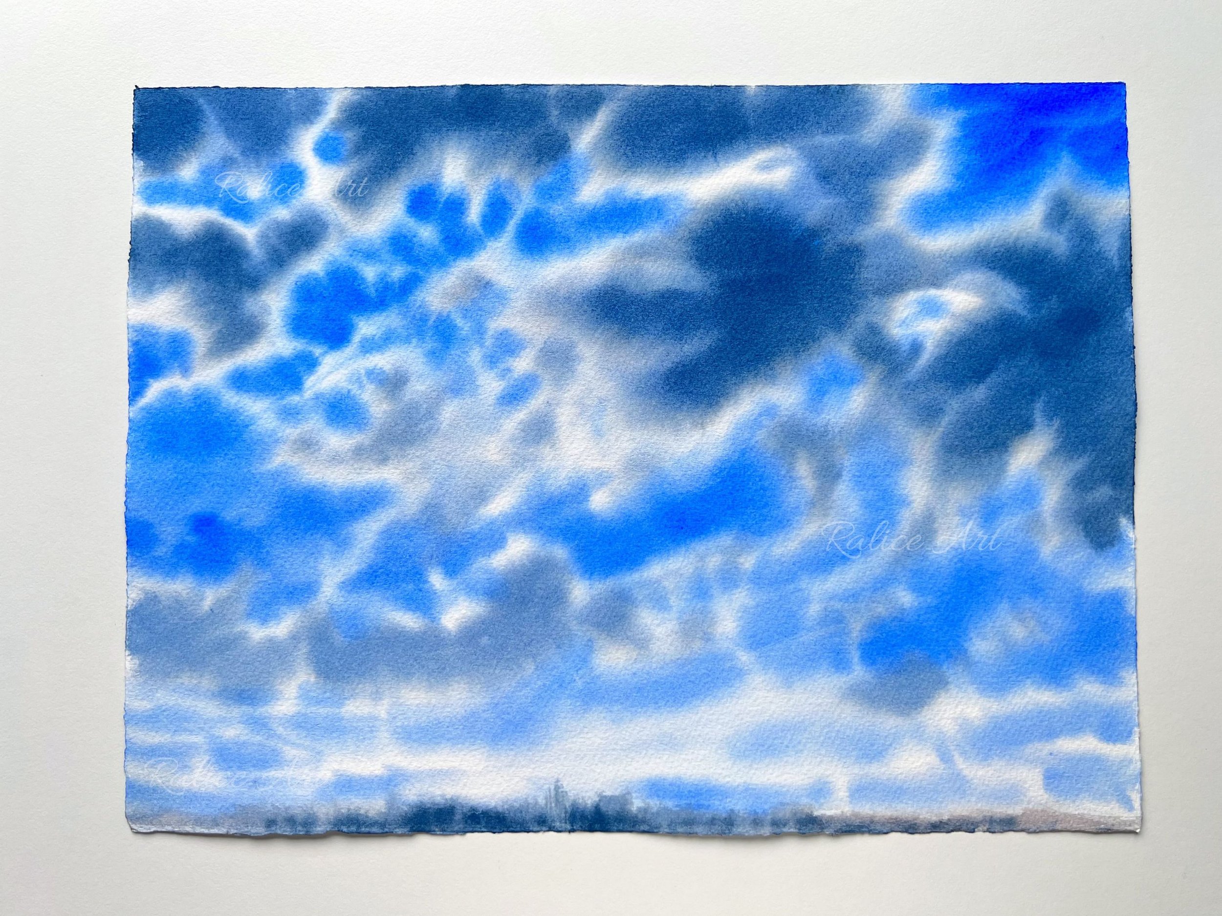Just Before the Storm – Original Watercolour Sky Painting, Minimalist Cloud Art for Your Home Office unframed