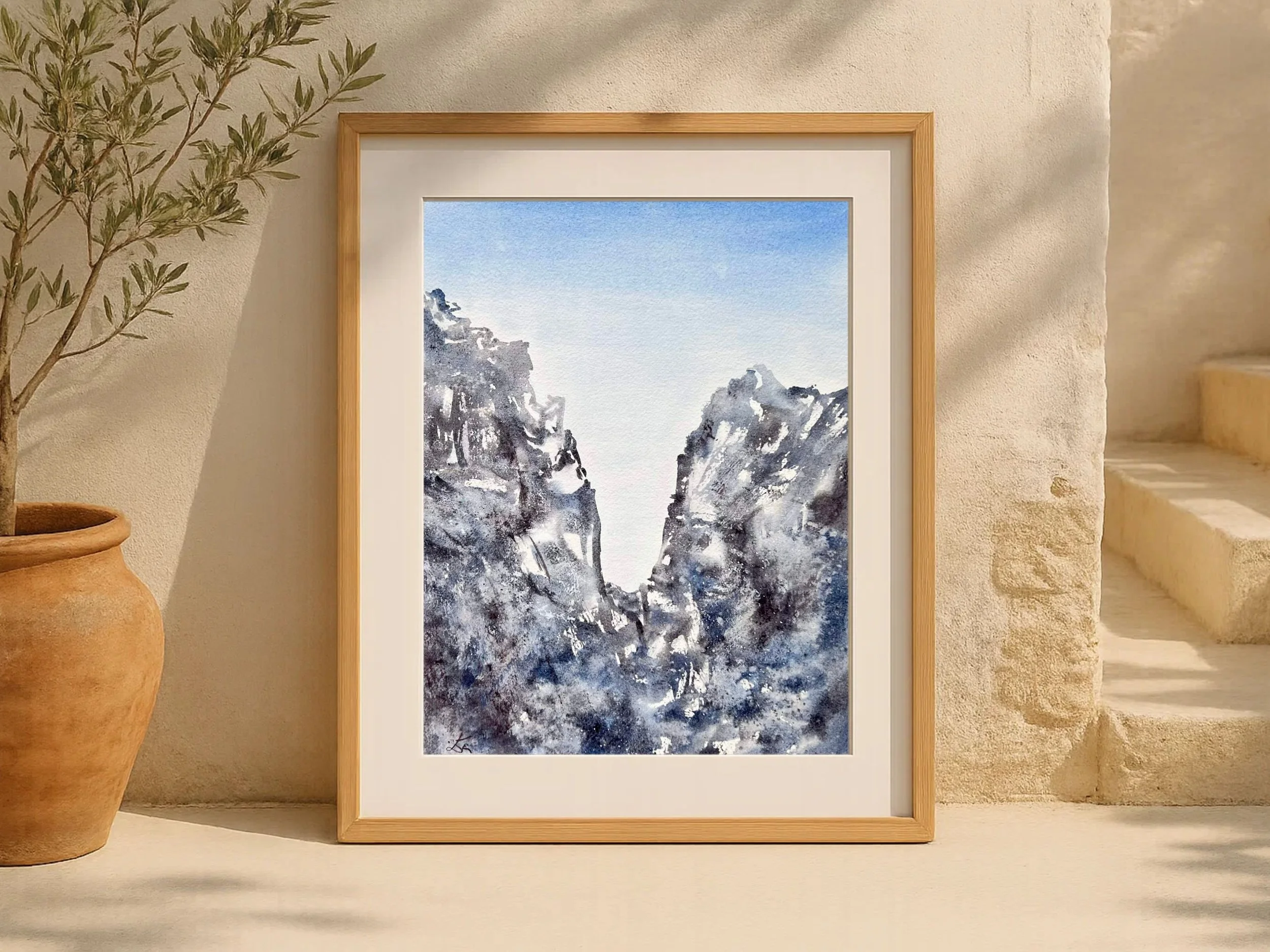 Framed Closeup of A Breath of Fresh Air - Original Mountain Inspired Free Flow Watercolor Painting by Ralice Art 2