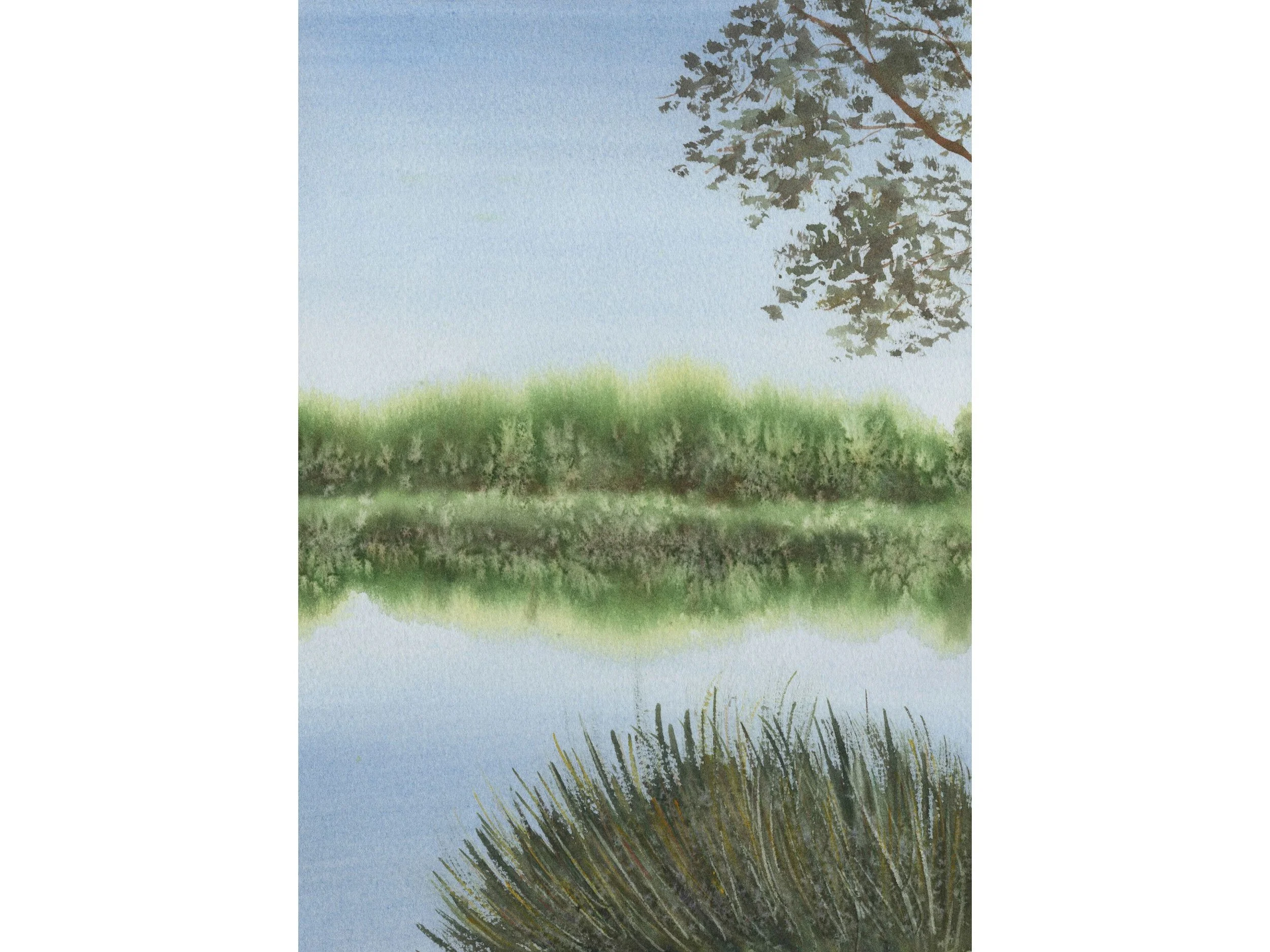 Moorland Landscape Fine Art Print Green Countryside Watercolor Wall Art.jpg