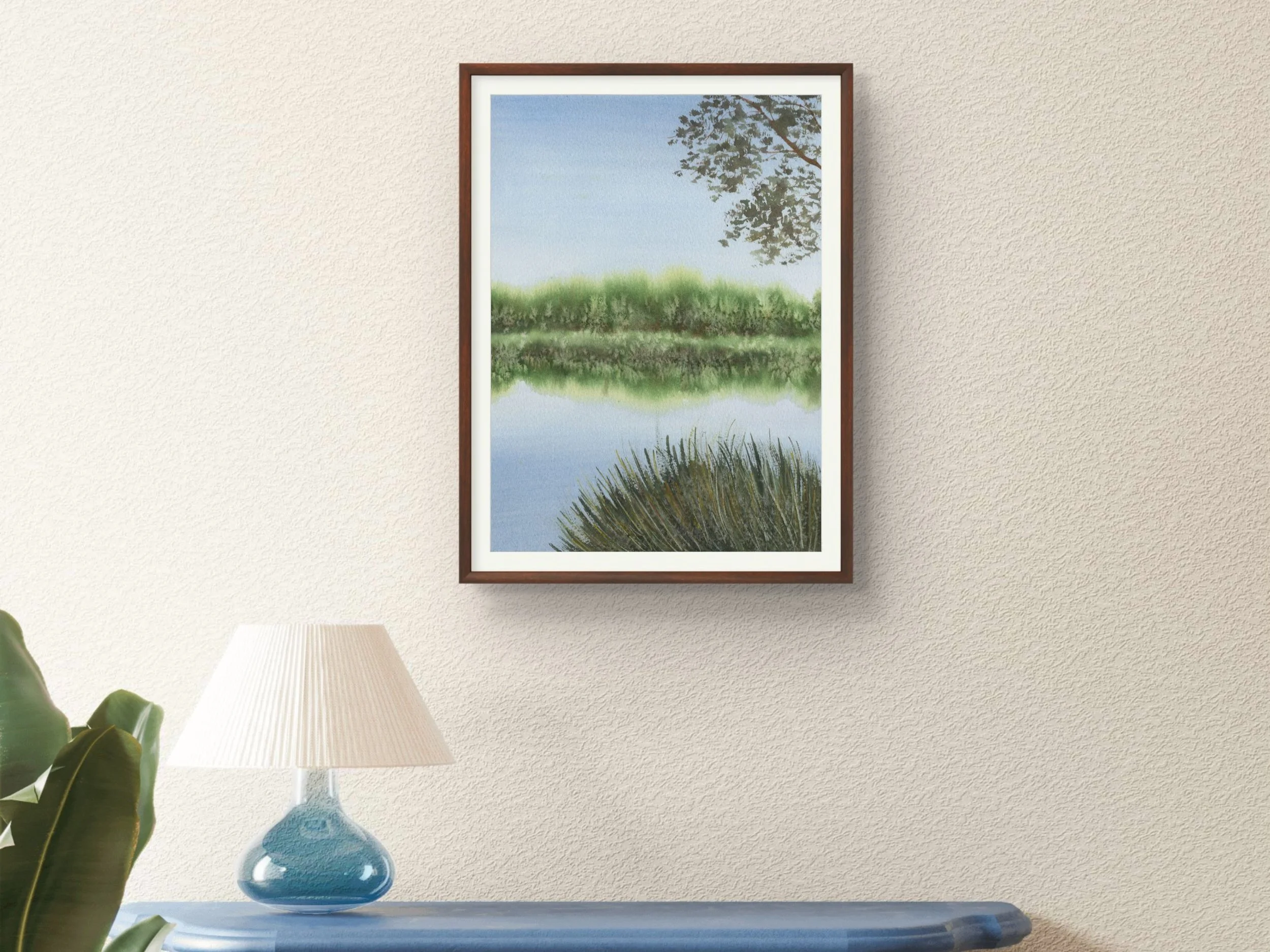 Moorland Landscape Fine Art Print Green Countryside Watercolor Wall Art 10.jpg