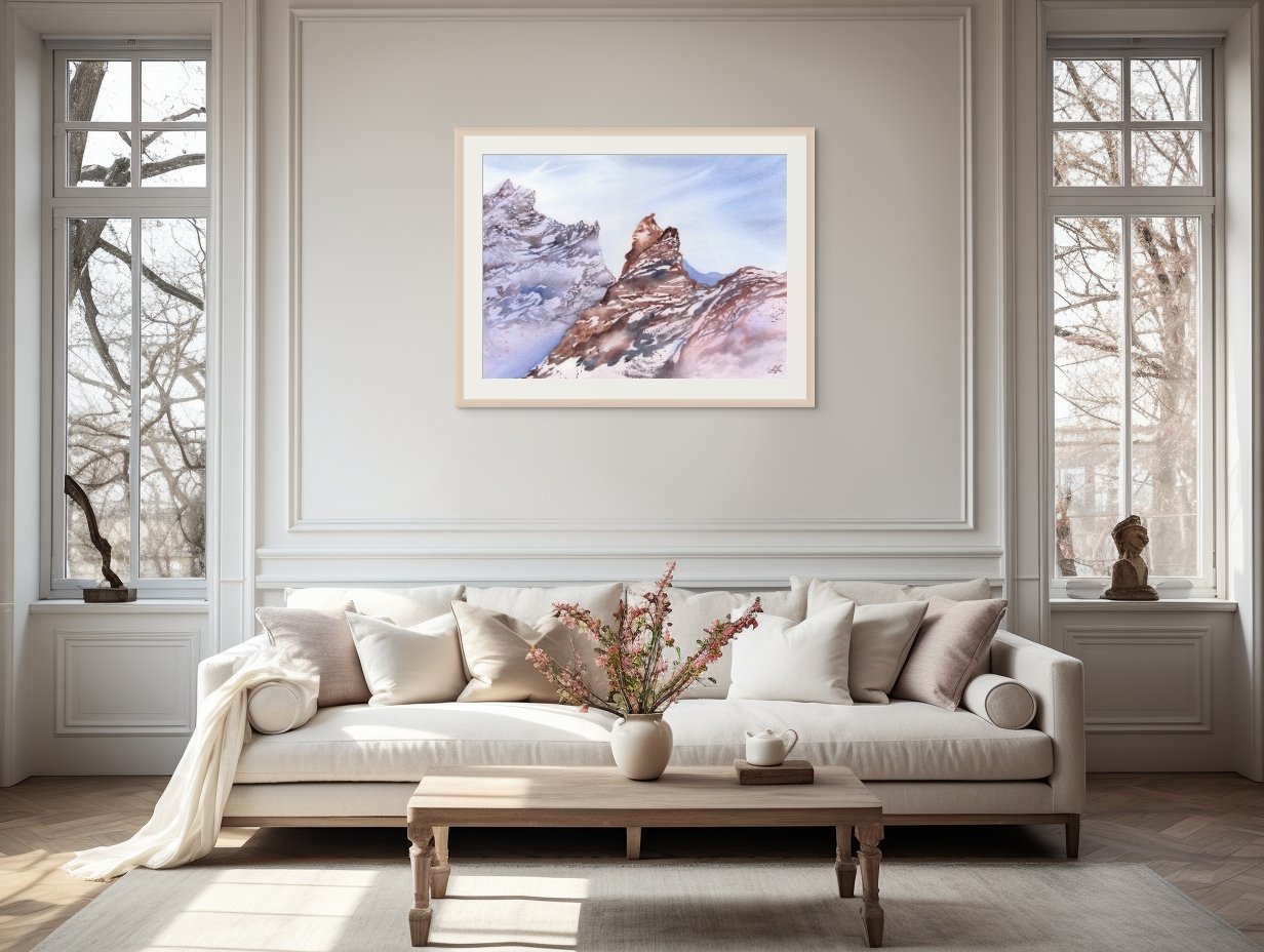The Stone Warrior Giclee Fine Art Print Printed on Luxurious Gallery-Quality Matte Paper Framed Closeup in a Living Room