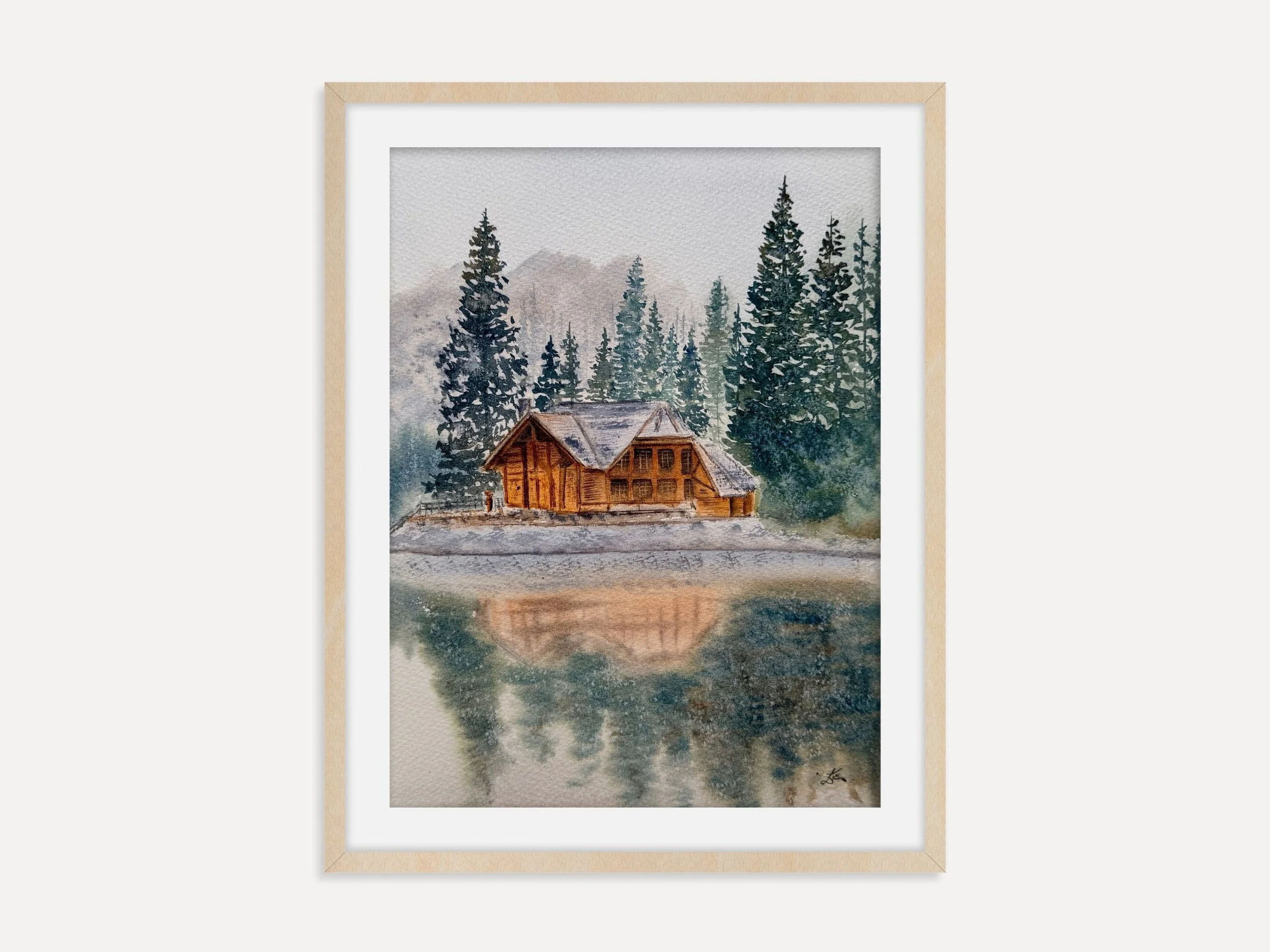 Winter Cabin in The Woods - Original Watercolor Paintings