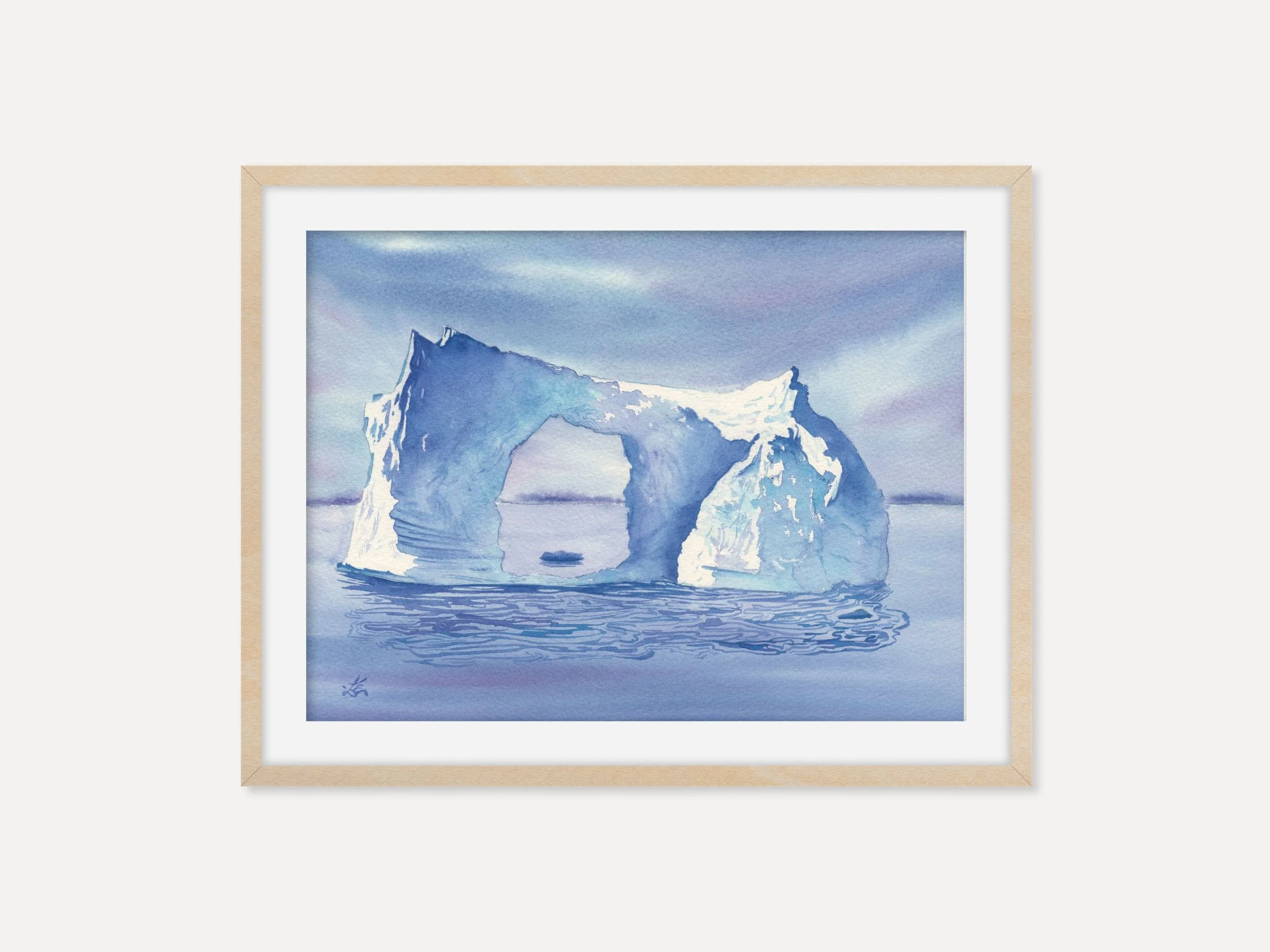 Iceberg Arch Watercolor Art Print, Polar Ocean Landscape Wall Art, Arctic Seascape 9.jpg