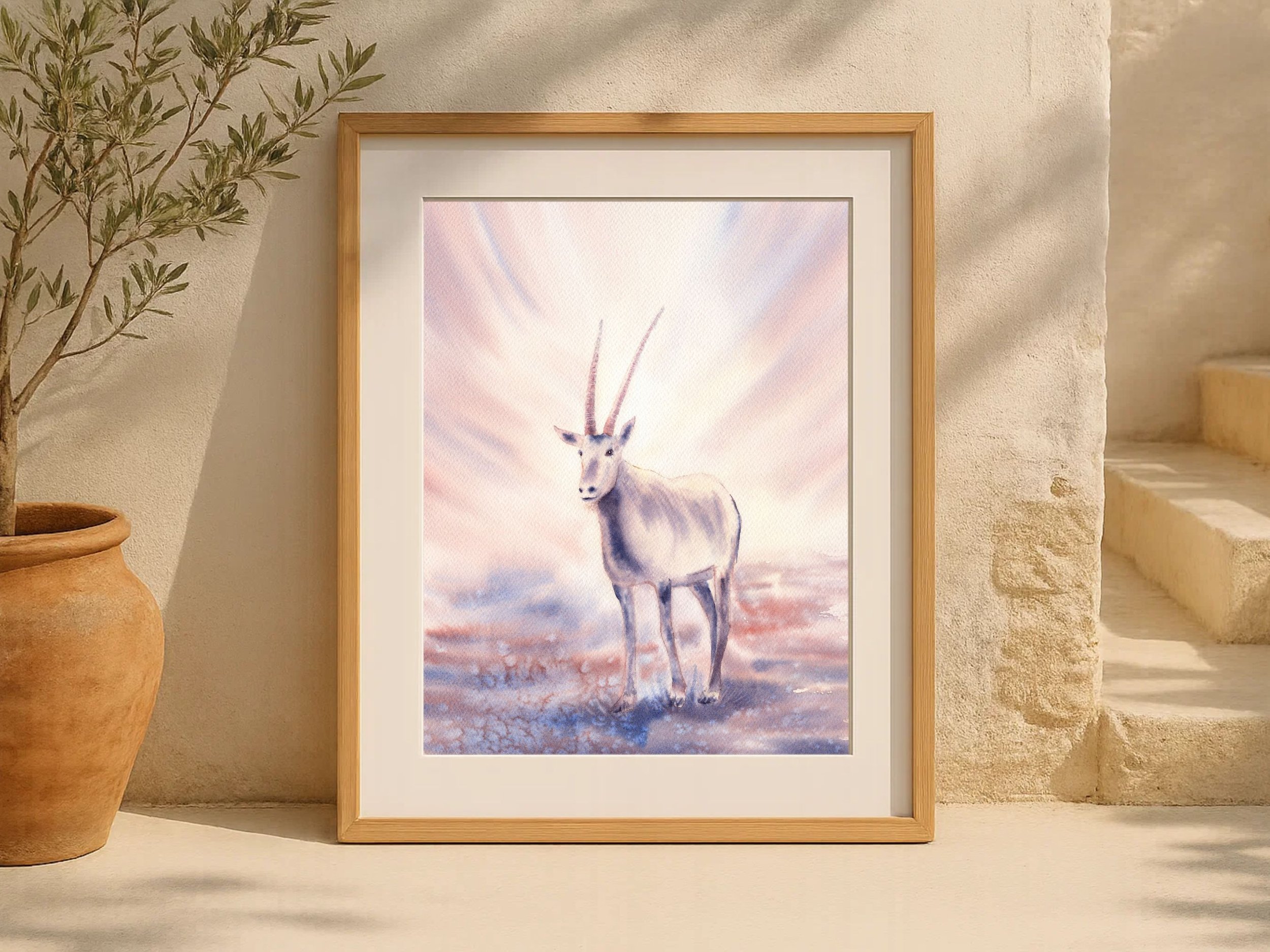 Oryx Antelope Fine Art Print Wildlife Watercolor Wall Art Desert Animal Decor Archival Fine Art Poster 7.jpg