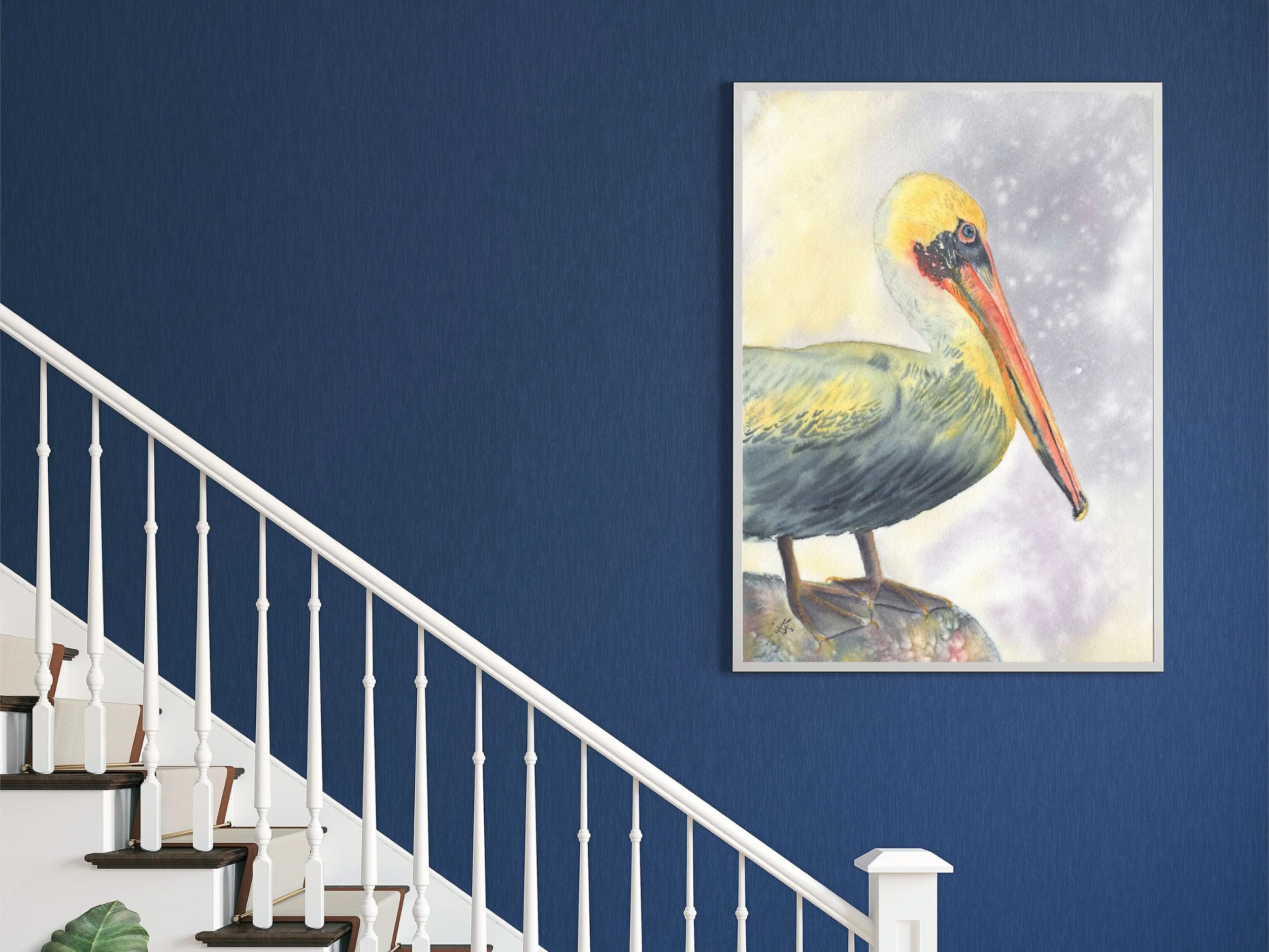 Brown Pelican Fine Art Print Coastal Bird Watercolor Wall Art Archival Giclee Print Beach House Decor Nature 5.jpg