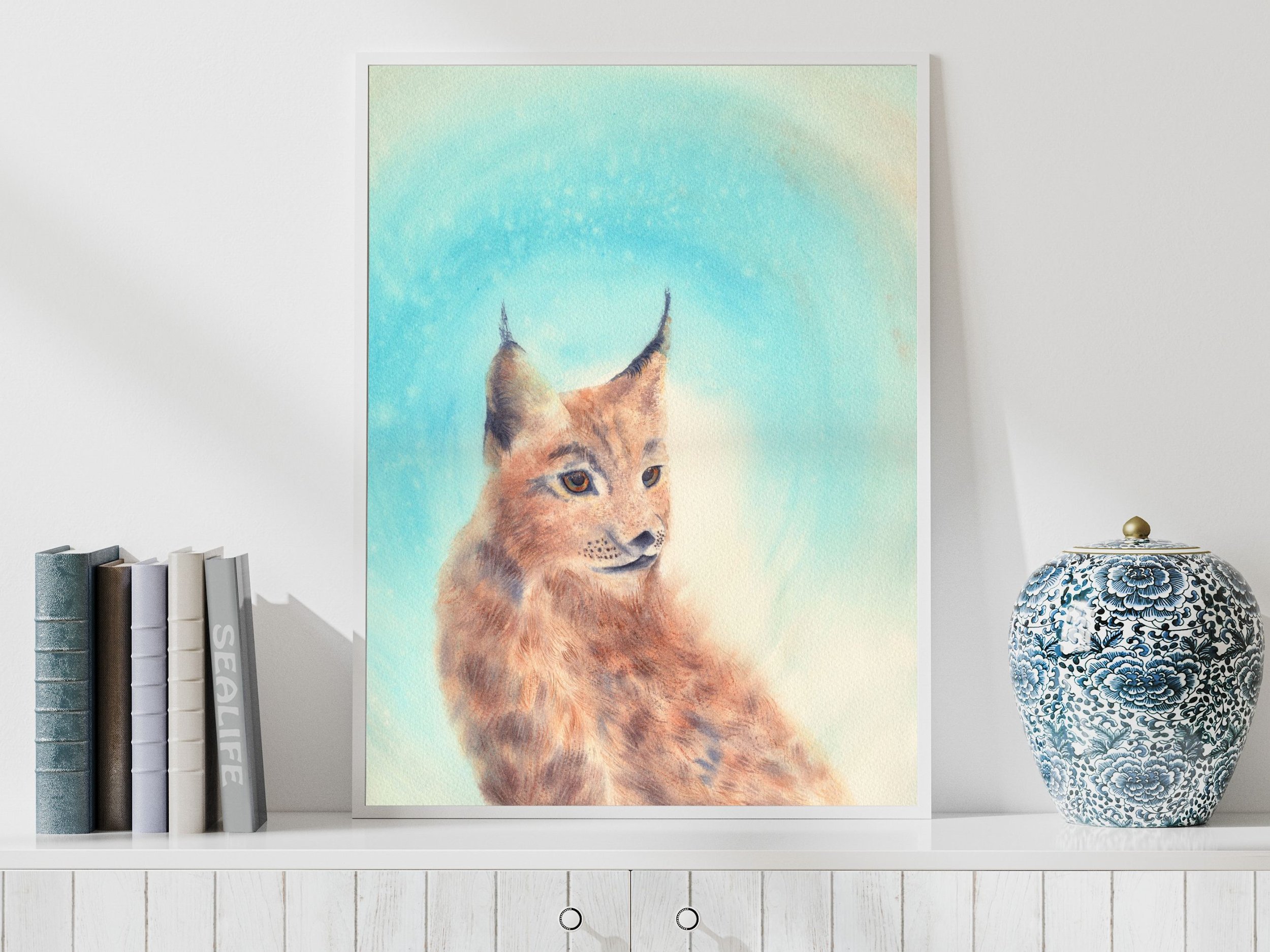 Iberian Lynx Fine Art Print Wildlife Watercolor Wall Art Nature Animal Decor Archival Fine Art Print 2.jpg