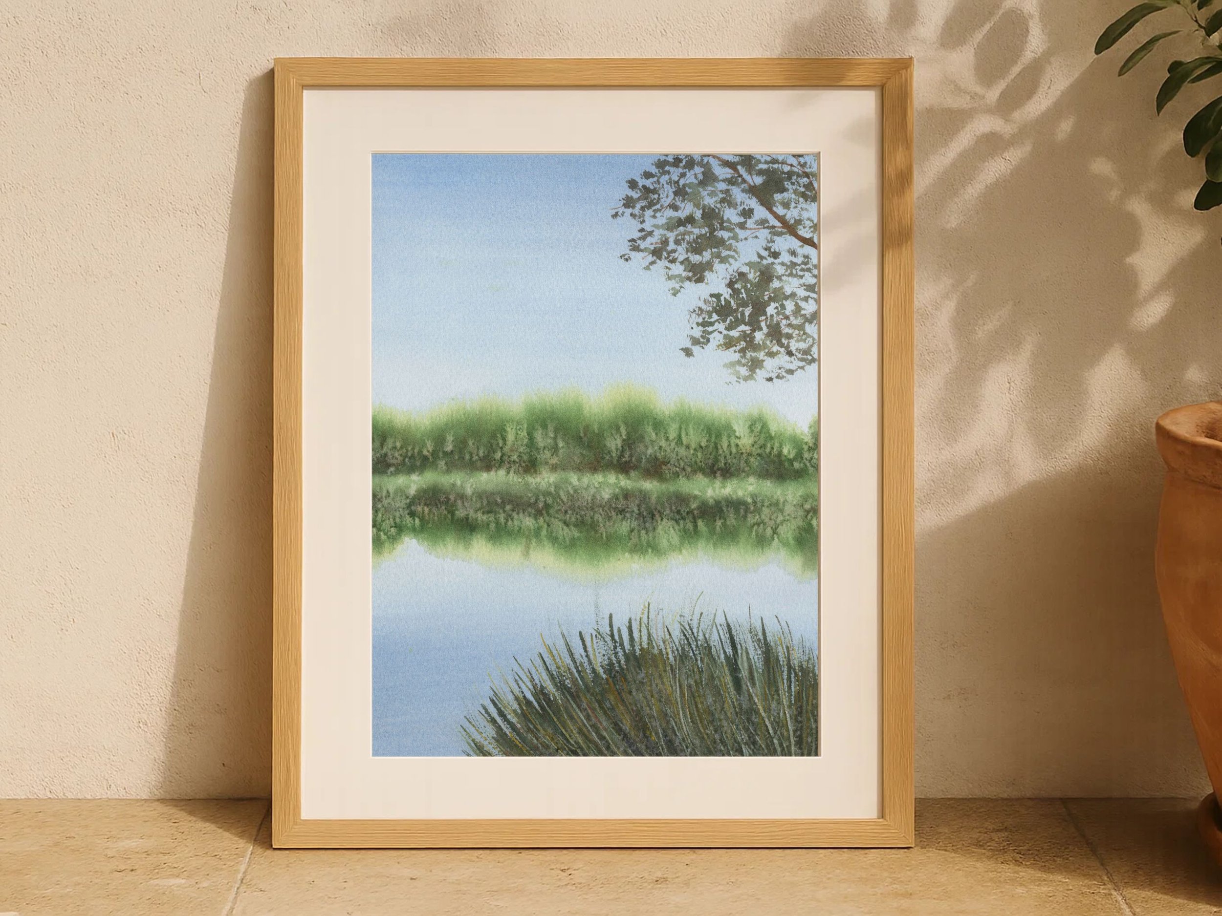 Moorland Landscape Fine Art Print Green Countryside Watercolor Wall Art 6.jpg