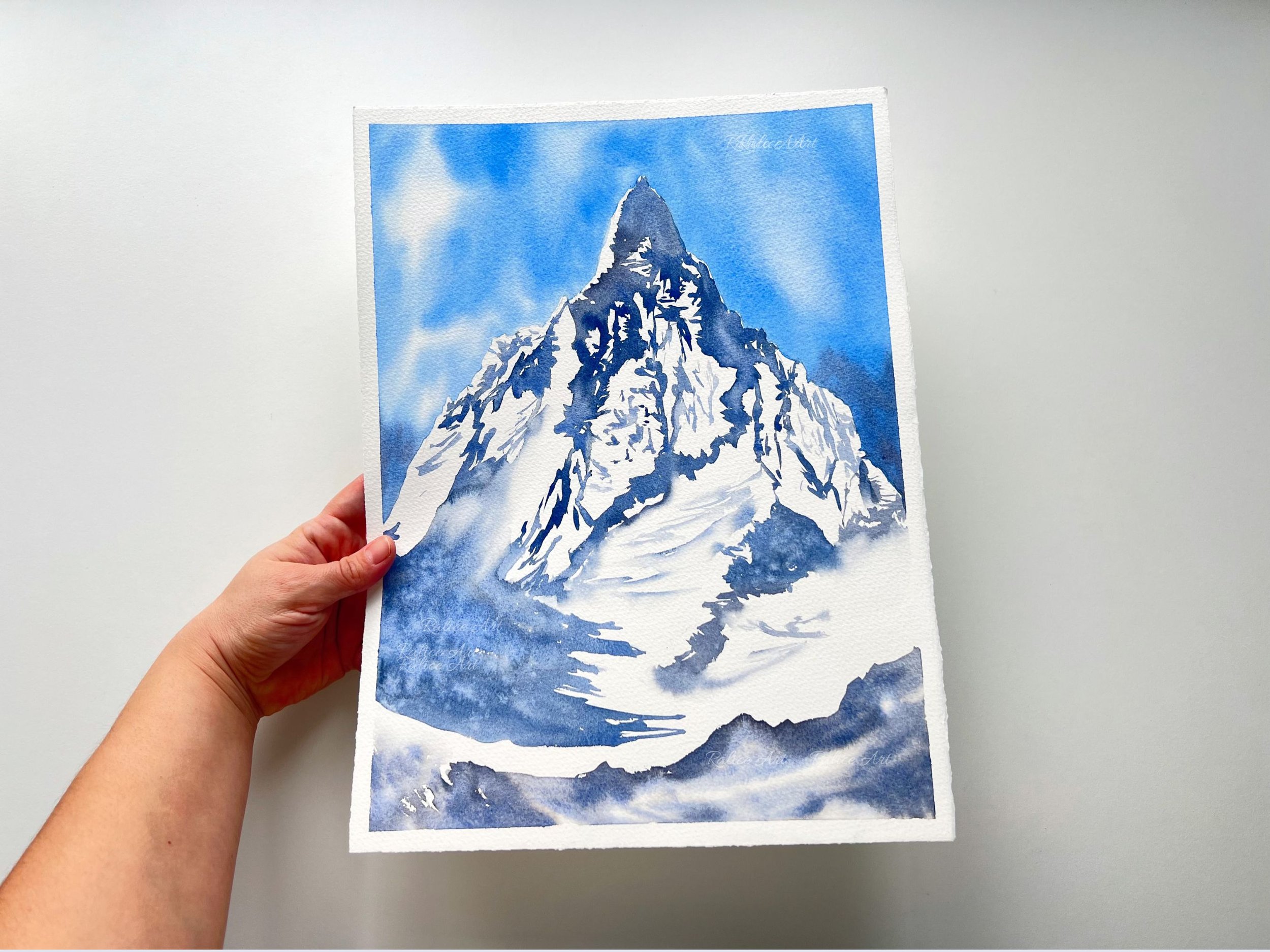 Beyond Dreams Original Watercolor Mountain Painting, Rocky Landscape Wall Art, Rocky Mountain Expressive Free Flow Impressionistic Painting in my hand