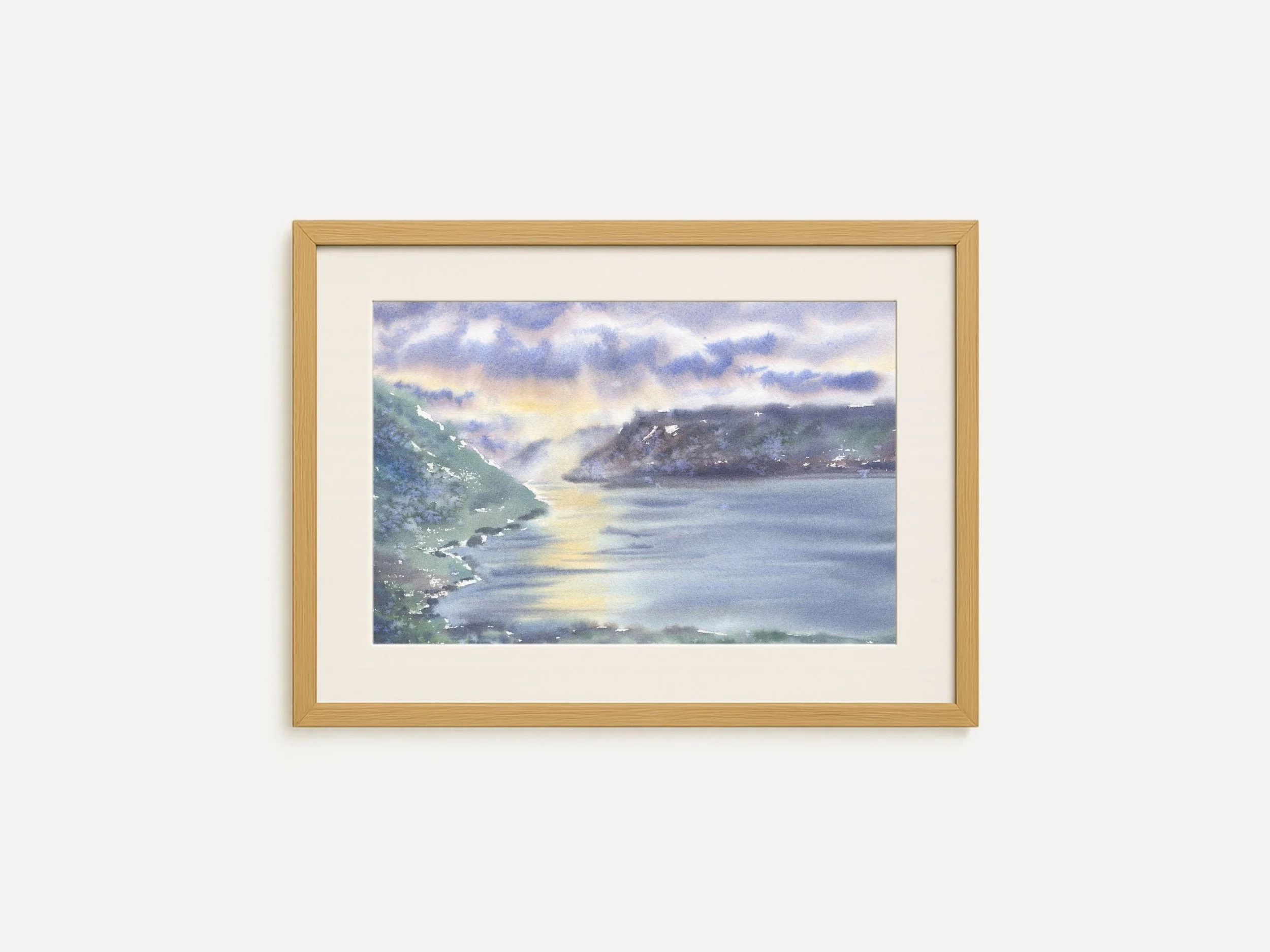 Archival Art Print of Fjord Landscape, Moody Nordic Coastline with Calm Water & Dramatic Sky 3.jpg