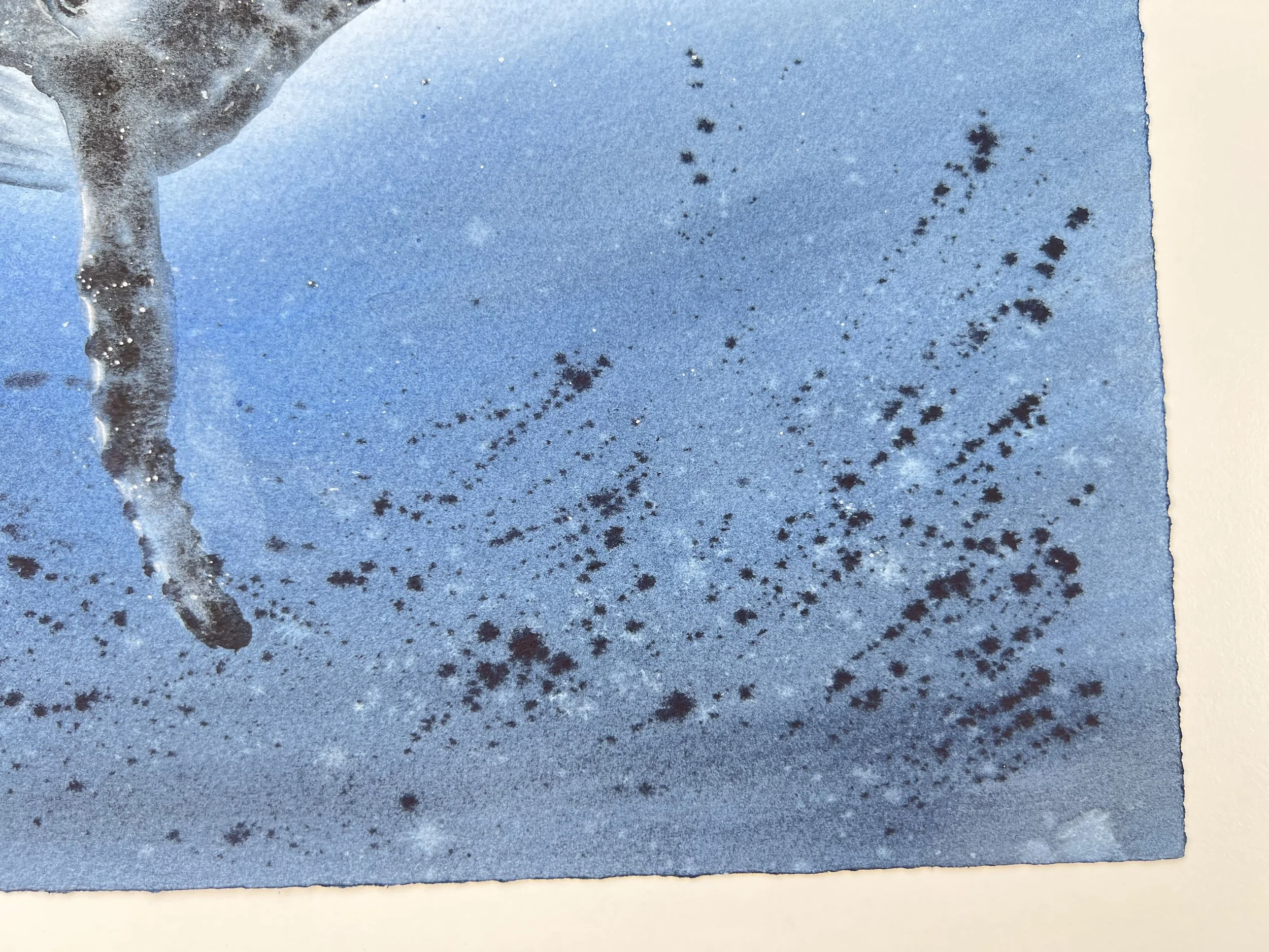 Close up from Humpback Whale Original Watercolour Painting on Paper by Ralitsa Arnaudova Ralice Art