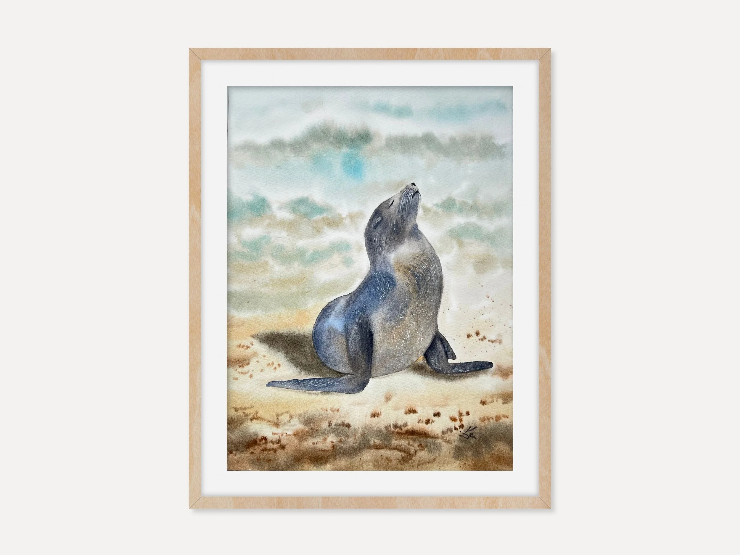 Sunbathing Seal Original watercolor painting by ralice art.jpg