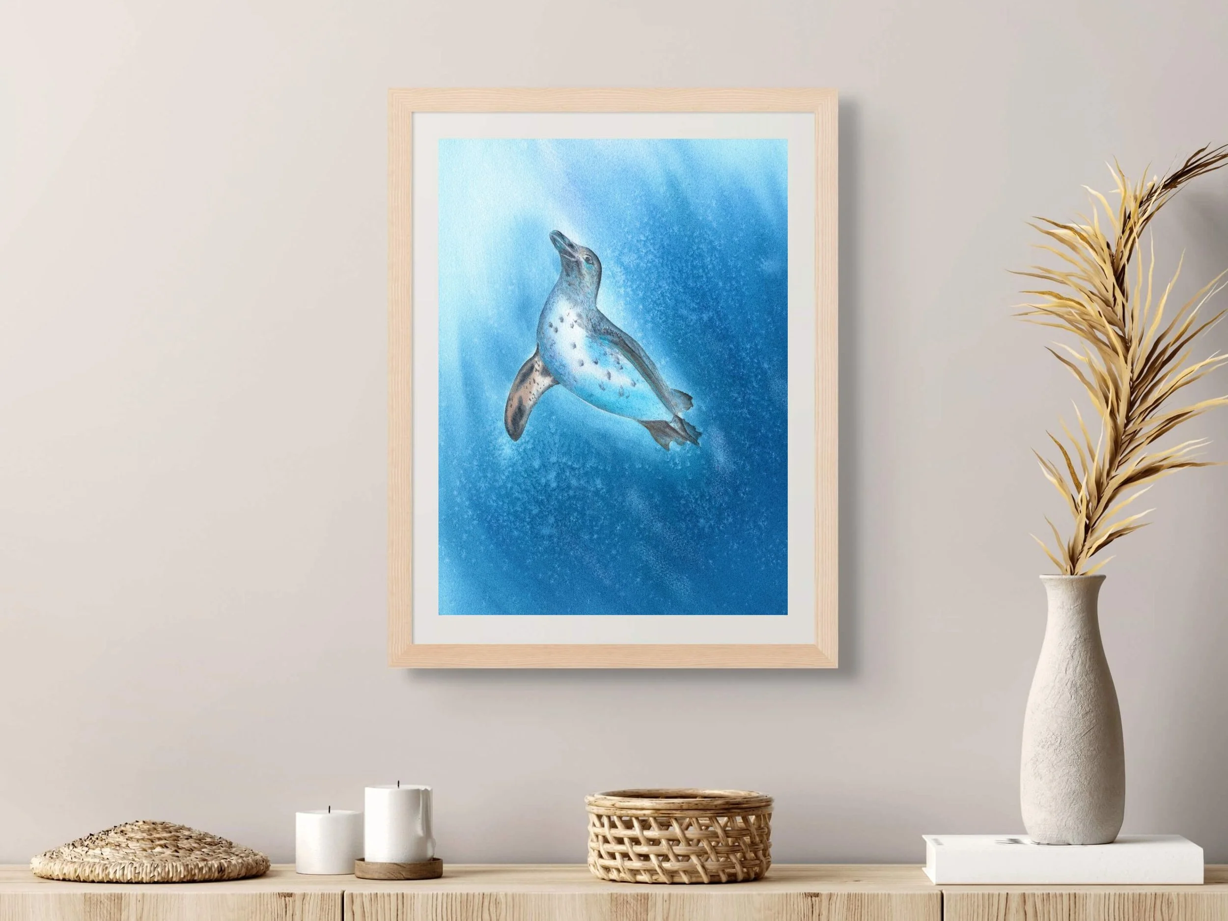 Galapagos Penguin Fine Art Print Wildlife Watercolor Wall Art Coastal Animal Decor Archival Fine Art Nature Artwork 12.jpg