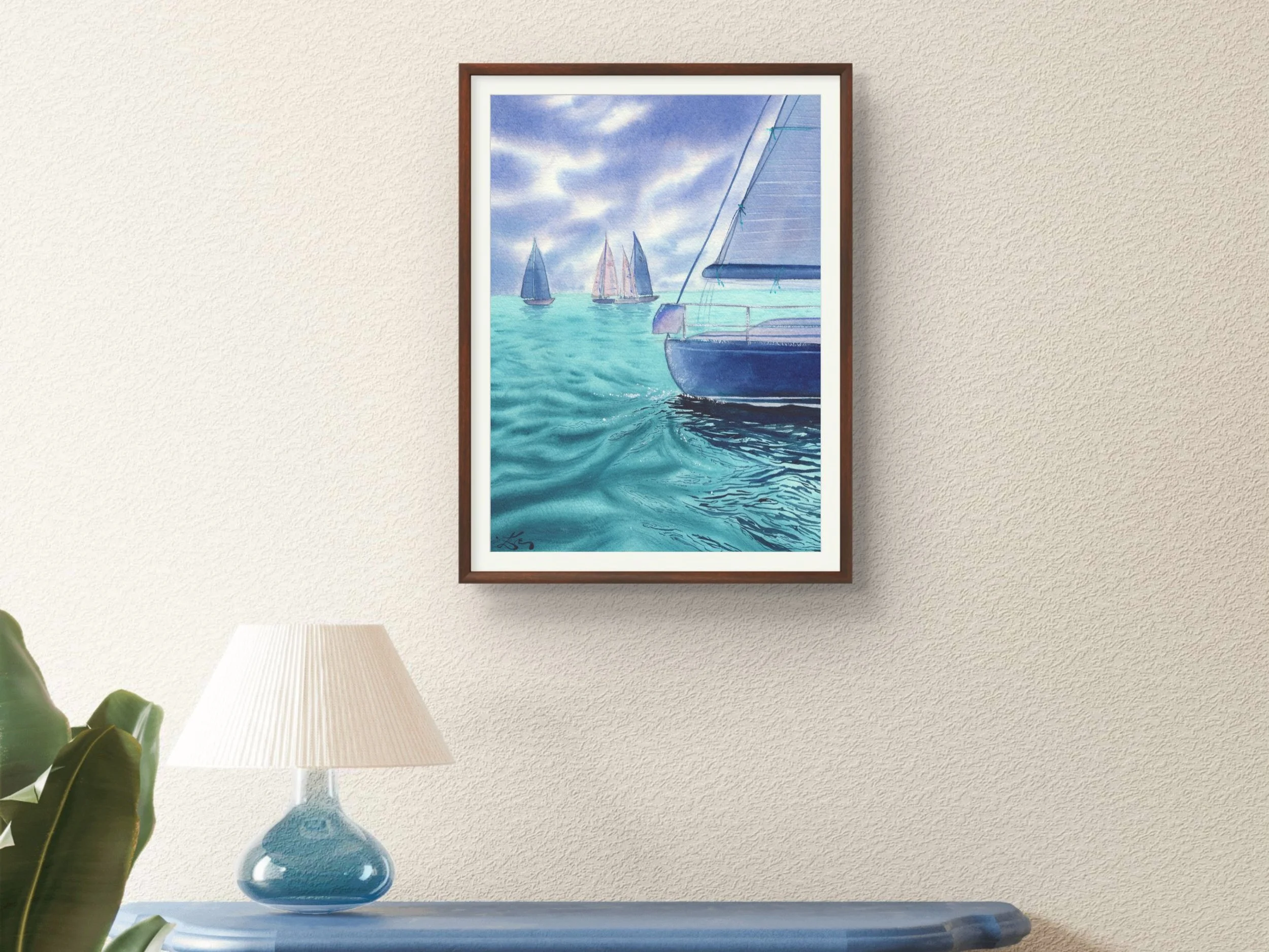 Sailing Regatta Archival Art Print, Watercolor Sailboat Art Poster 10.jpg