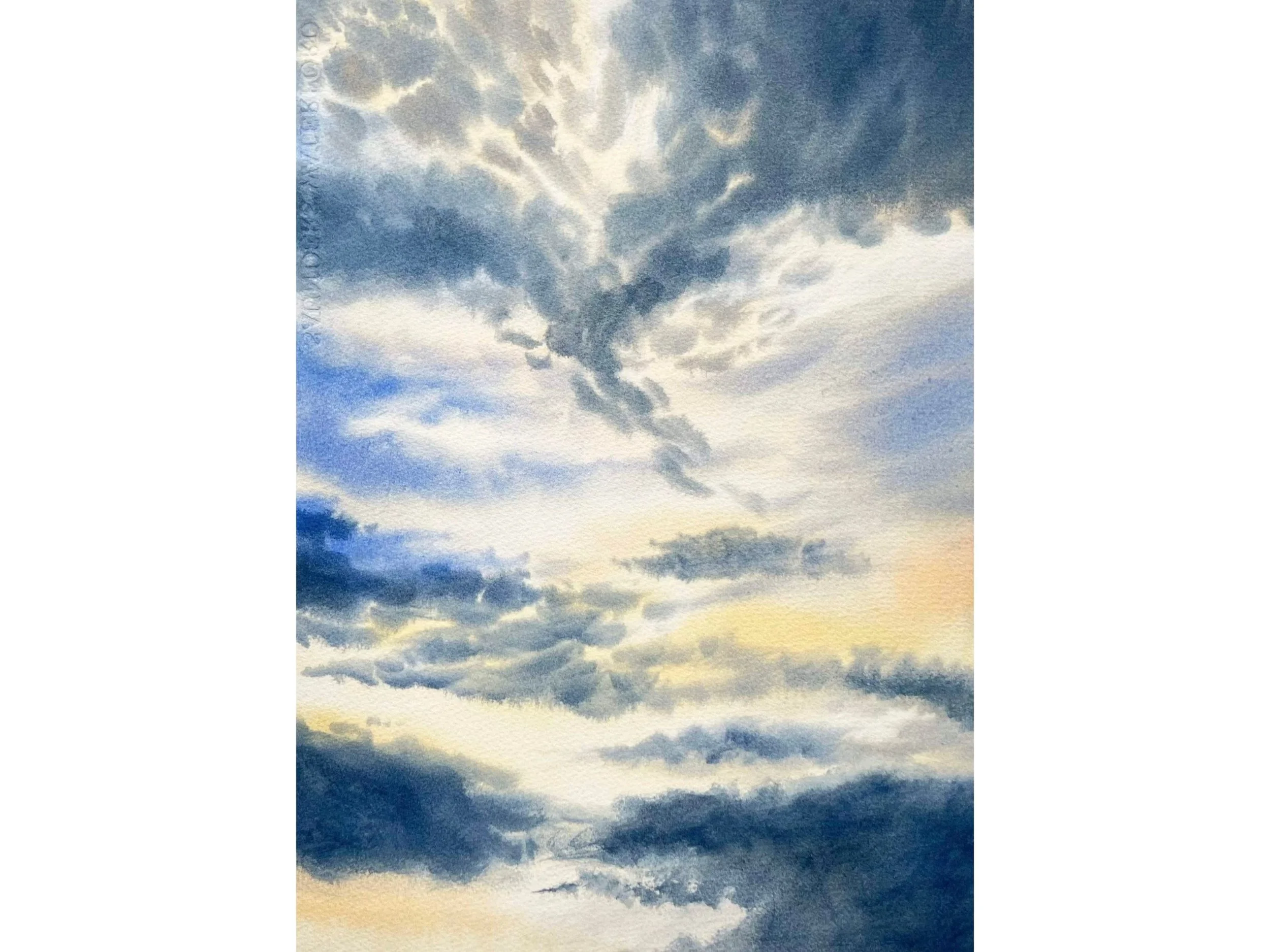 Closeup from Clouds at Dawn - Original Watercolor Painting by Ralitsa Arnaudova from  Ralice Art.jpg