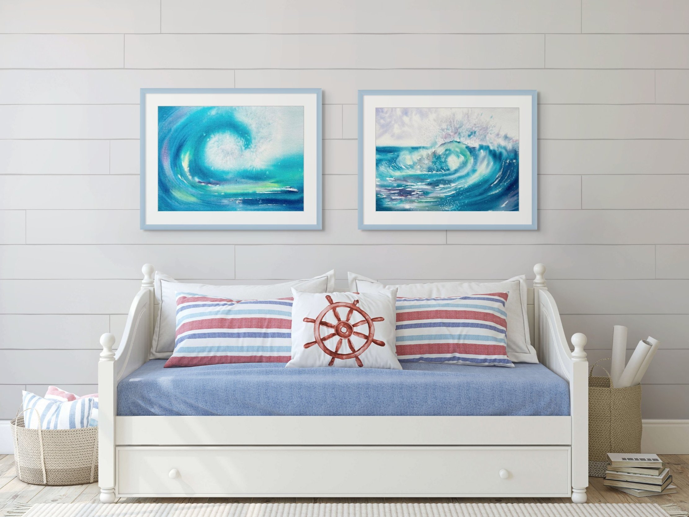 In this photo the painting is hanged up. Discover the vibrant textures and dynamic brushstrokes of this original watercolor painting. Showcasing bright pink, yellow, green, and turquoise hues.