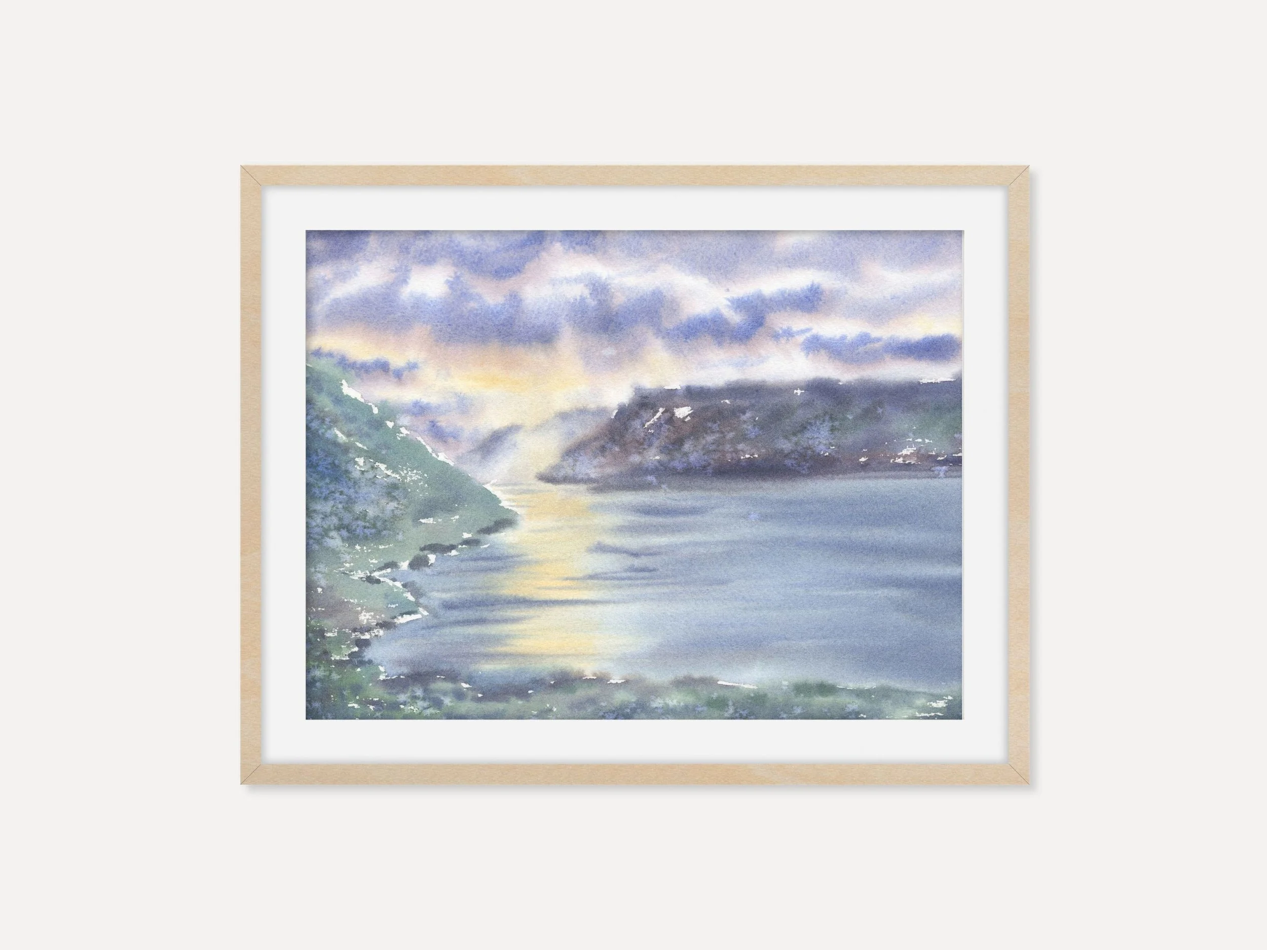 Archival Art Print of Fjord Landscape, Moody Nordic Coastline with Calm Water & Dramatic Sky 1.jpg